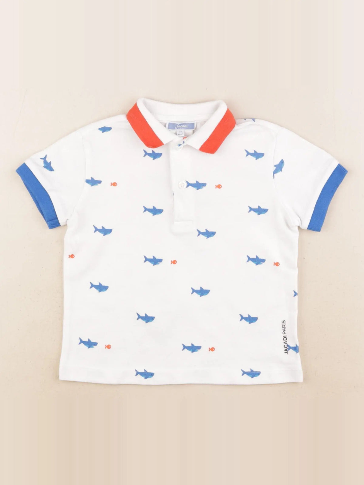 Jacadi - polo blanc, bleu - 3 ans