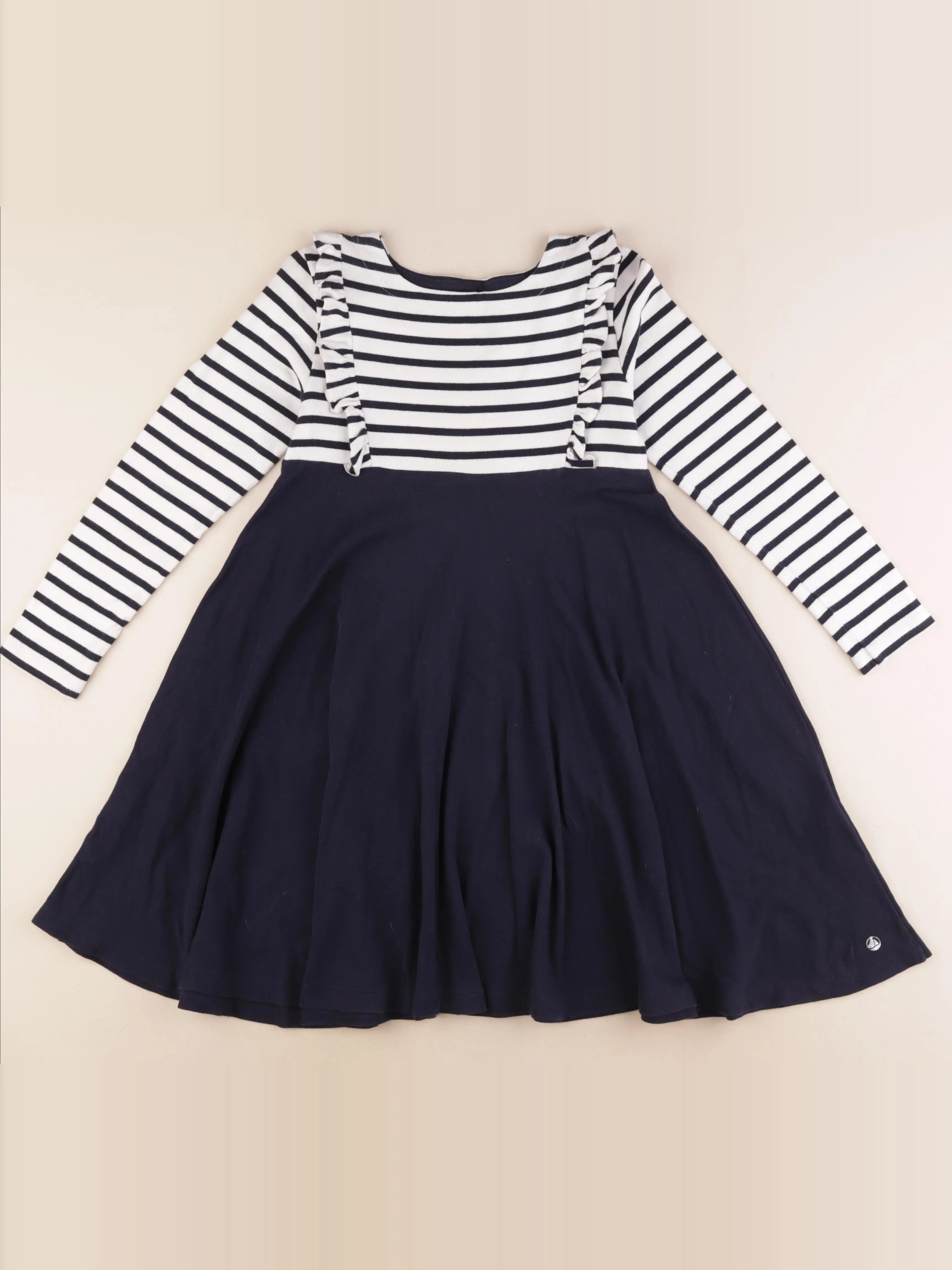 Petit Bateau - robe bleu, blanc - 10 ans