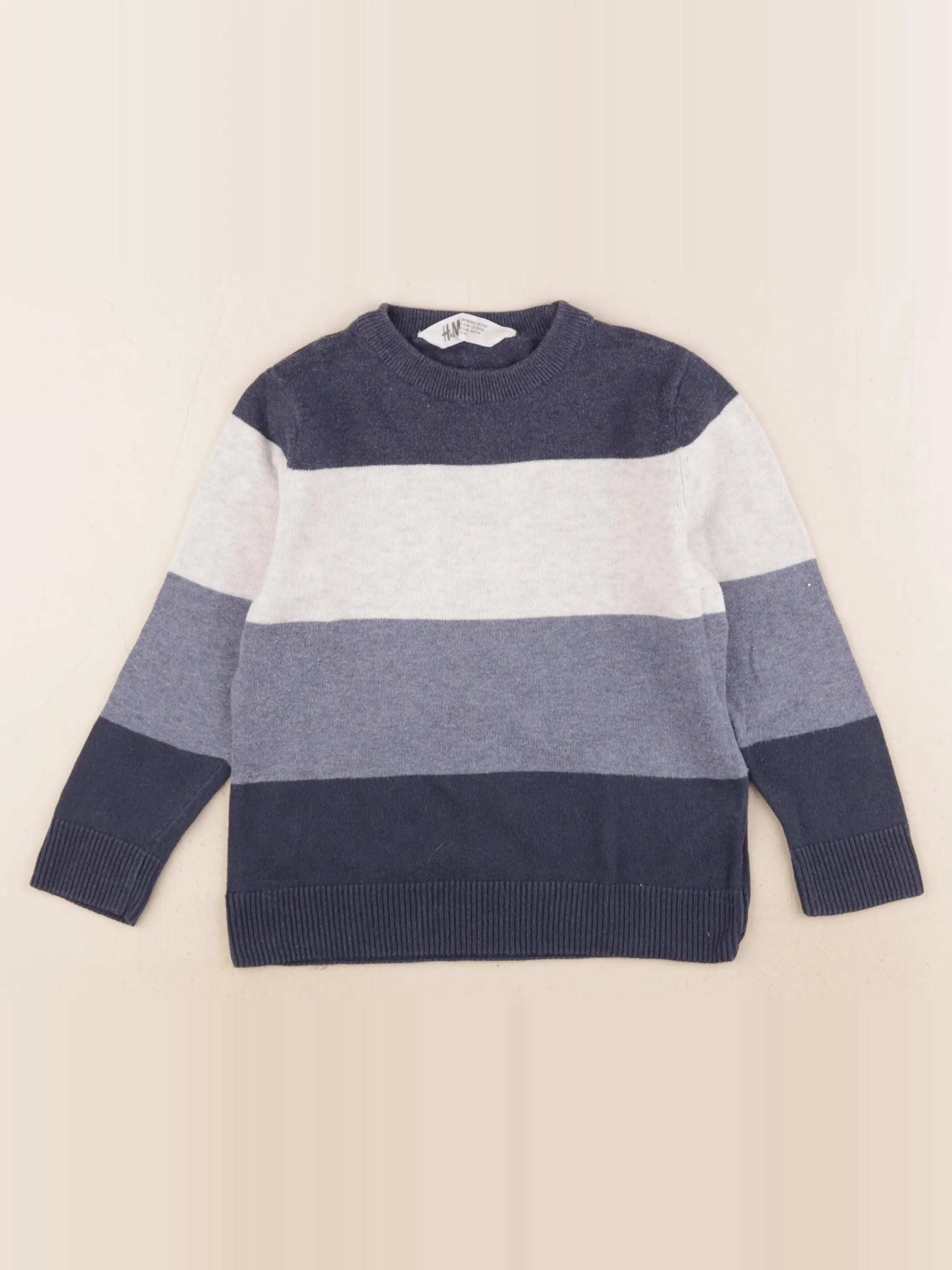 H&M - pull bleu, blanc - 2/4 ans