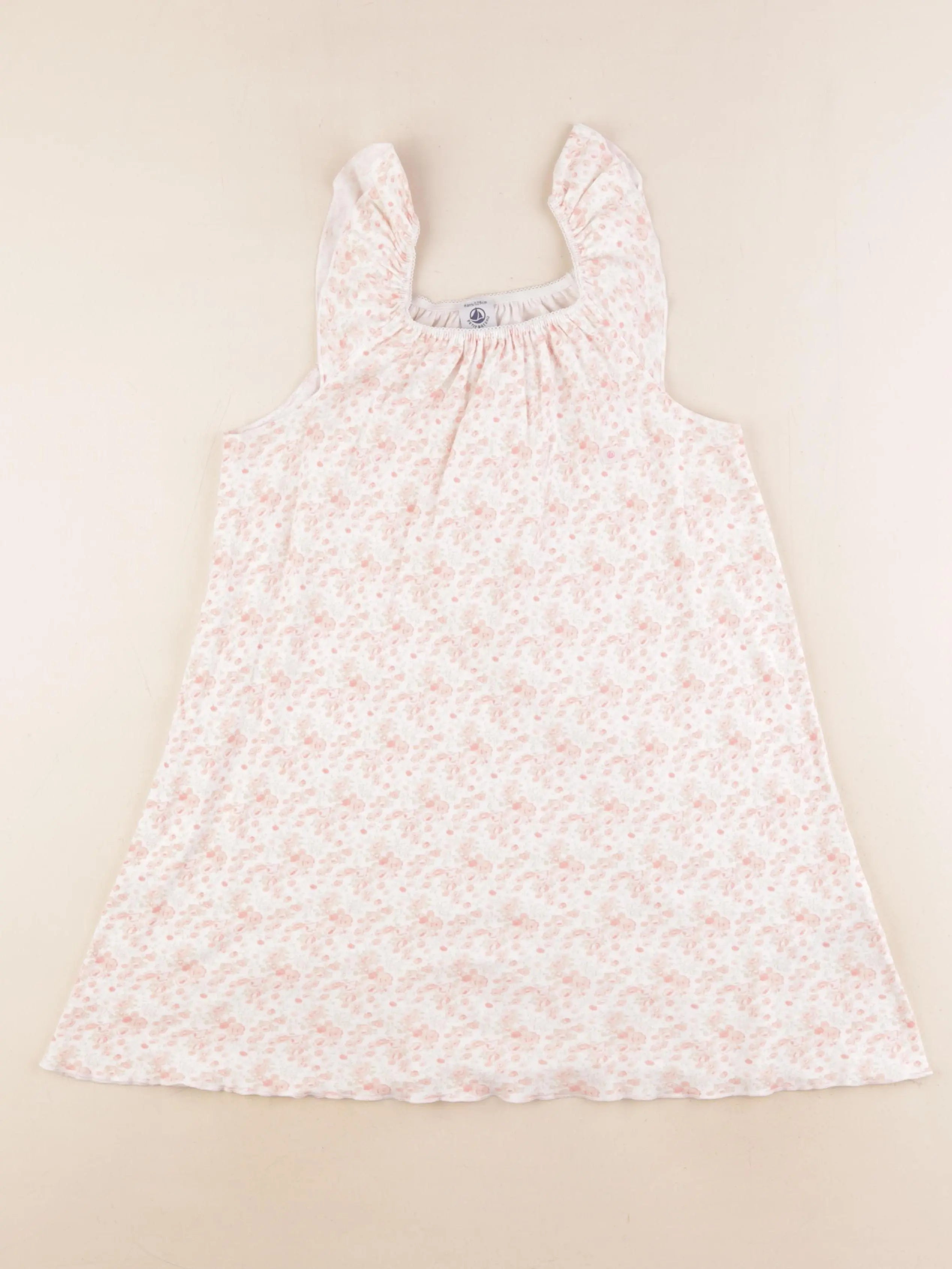 Petit Bateau - chemise de nuit coton blanc, rose - 8 ans
