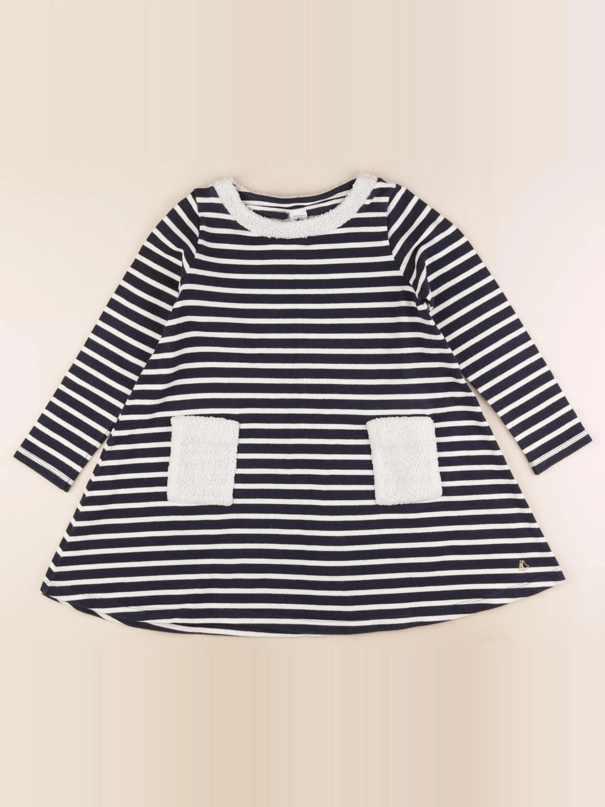 Petit Bateau - robe bleu, blanc - 8 ans