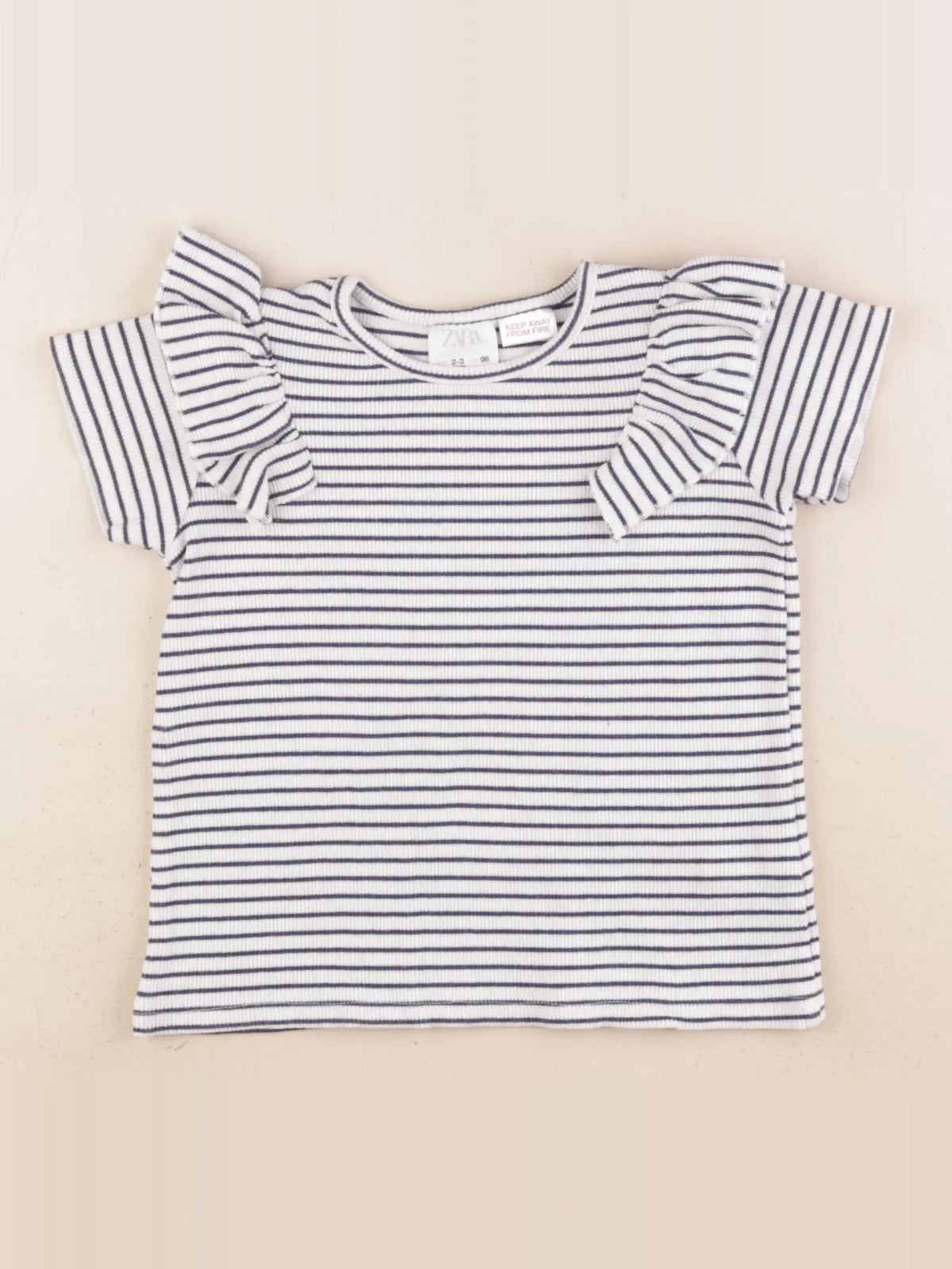 Zara - tee-shirt blanc, bleu - 2/3 ans