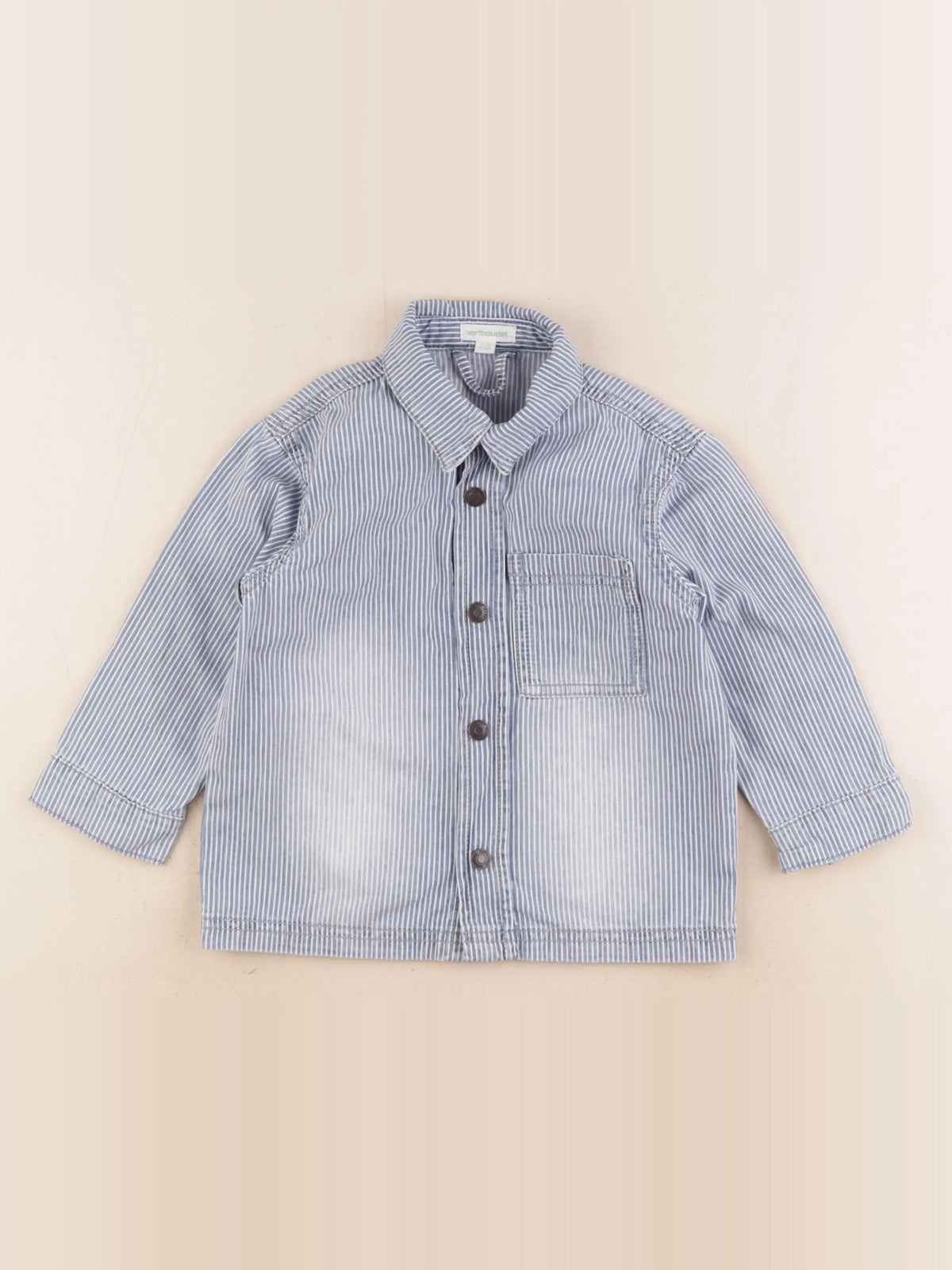 Vertbaudet - chemise bleu, blanc - 3 ans