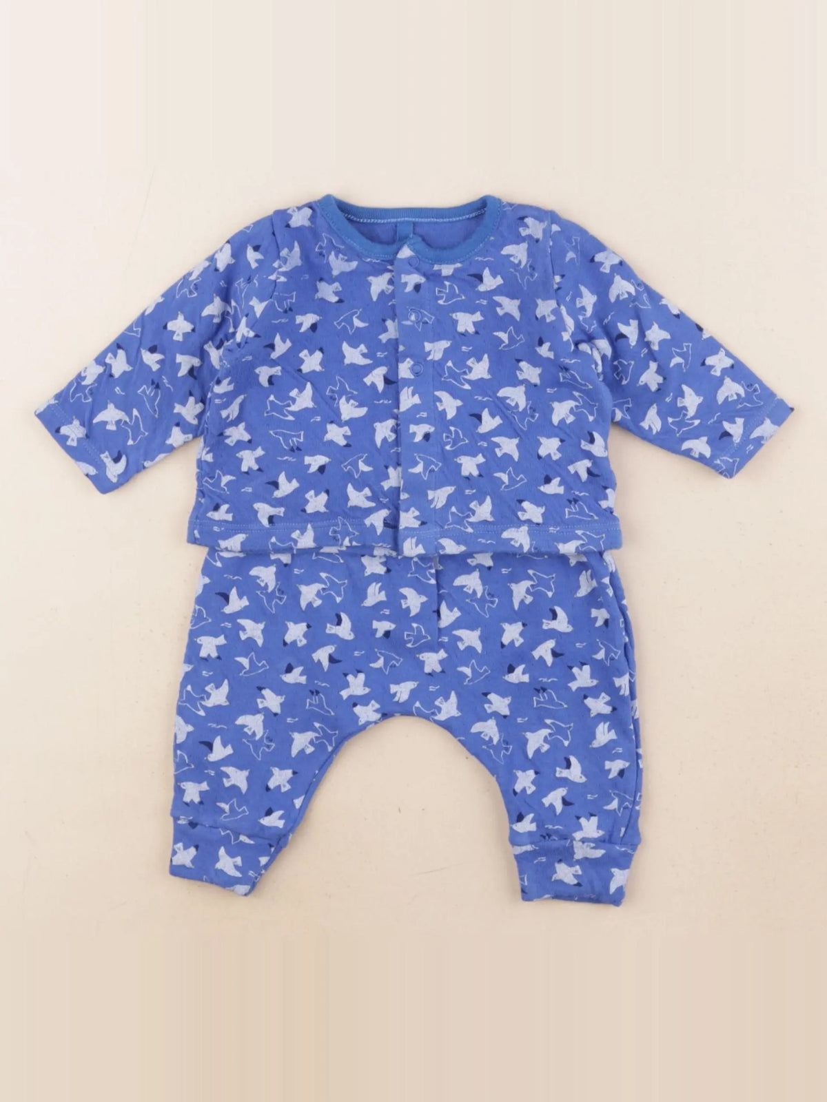 Petit Bateau - pyjama coton bleu - 3 mois