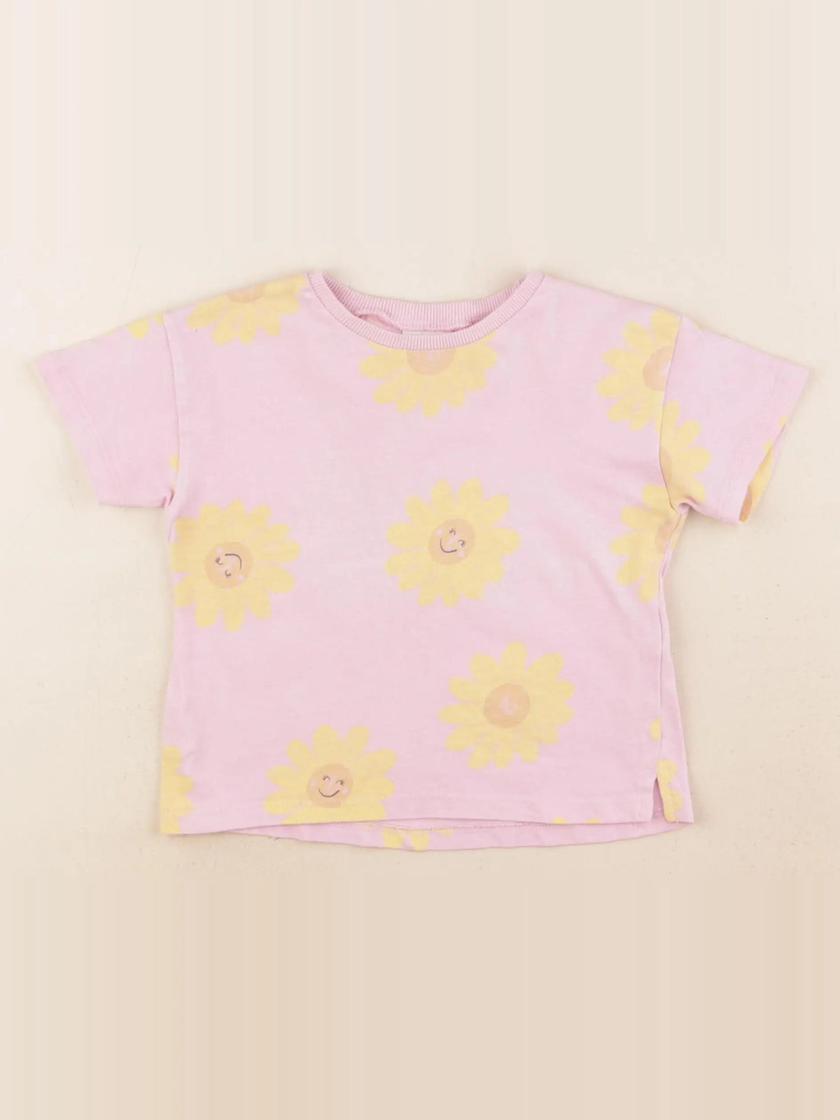 Zara - tee-shirt jaune, rose - 9/12 mois