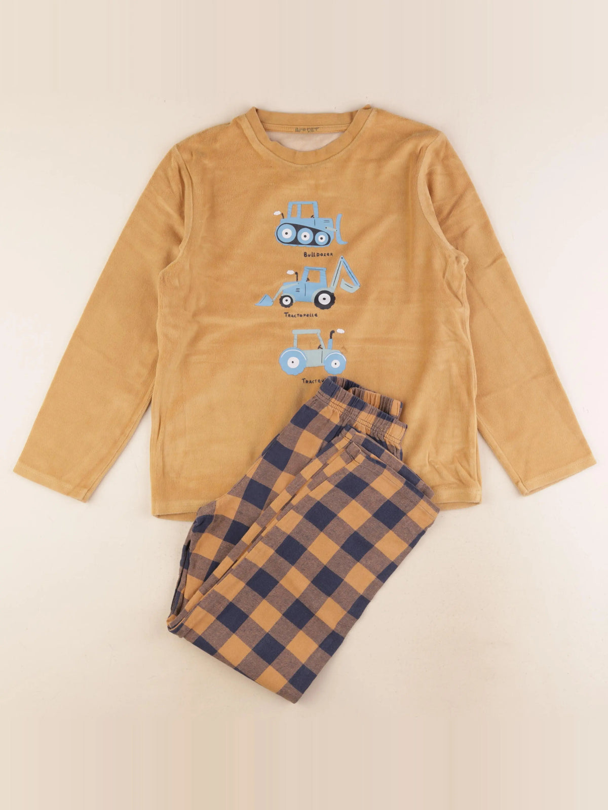 Vertbaudet - pyjama velours bleu, marron - 12 ans