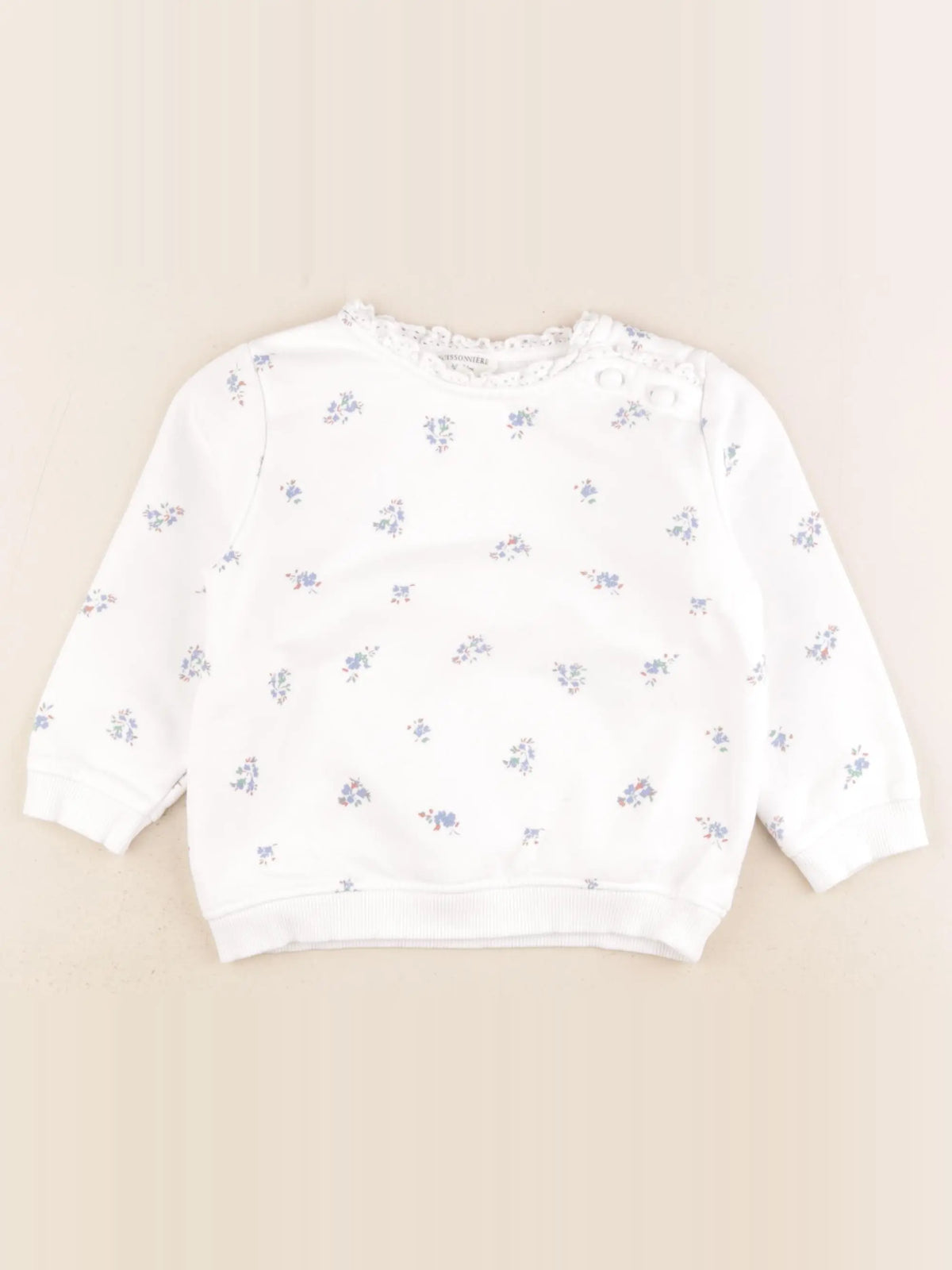 Buissonnière - sweat bleu, blanc - 18/24 mois