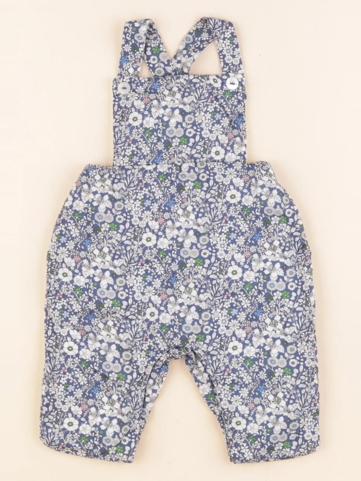 Jacadi - salopette doublé, liberty bleu - 3 mois