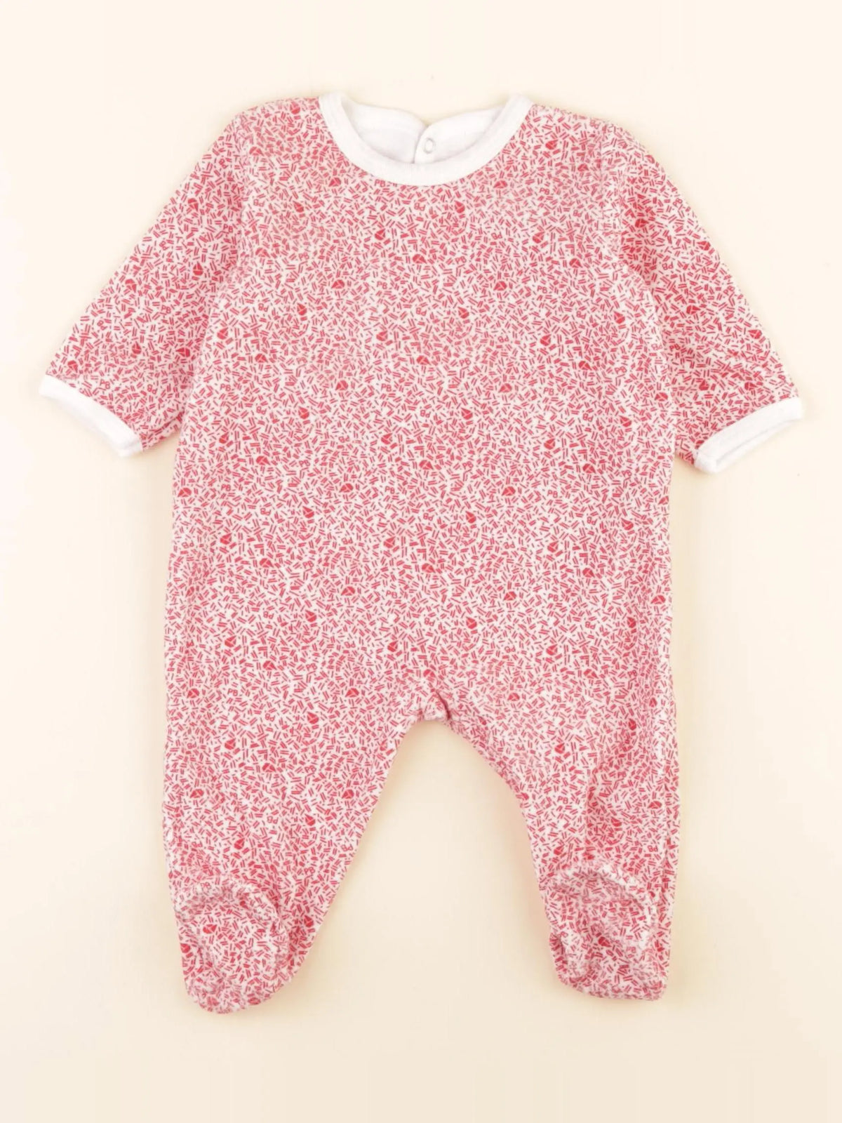 Petit Bateau - pyjama velours rouge - 3 mois