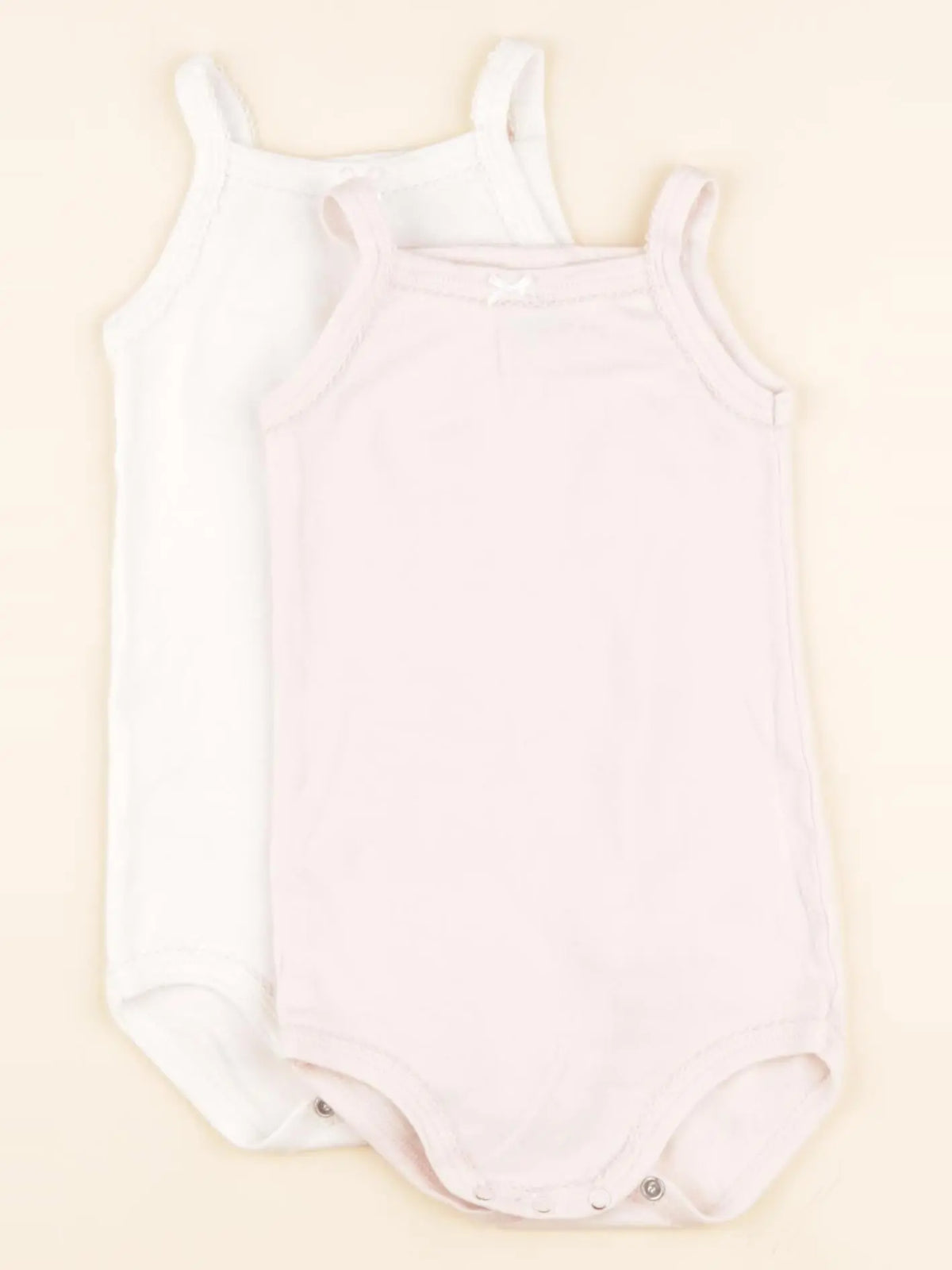 Lot de 2 bodies en coton blanc, rose