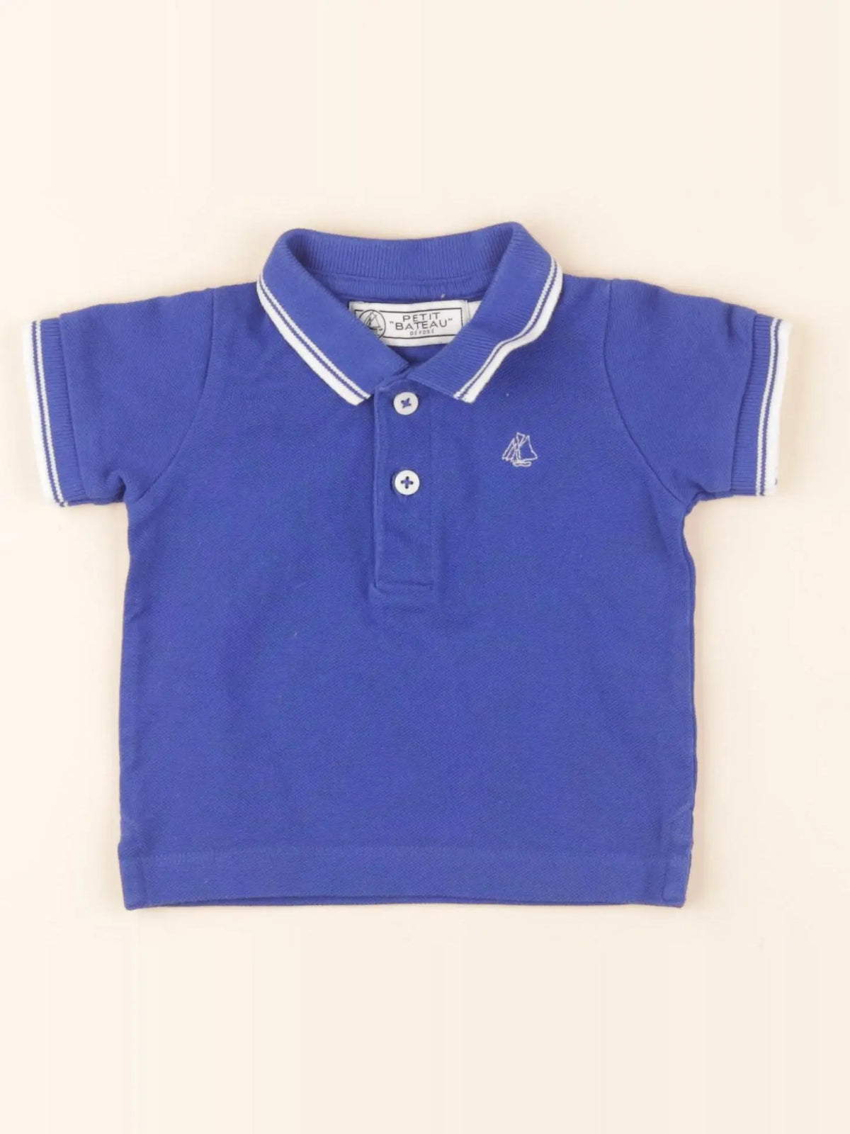 Petit Bateau - polo bleu - 6 mois