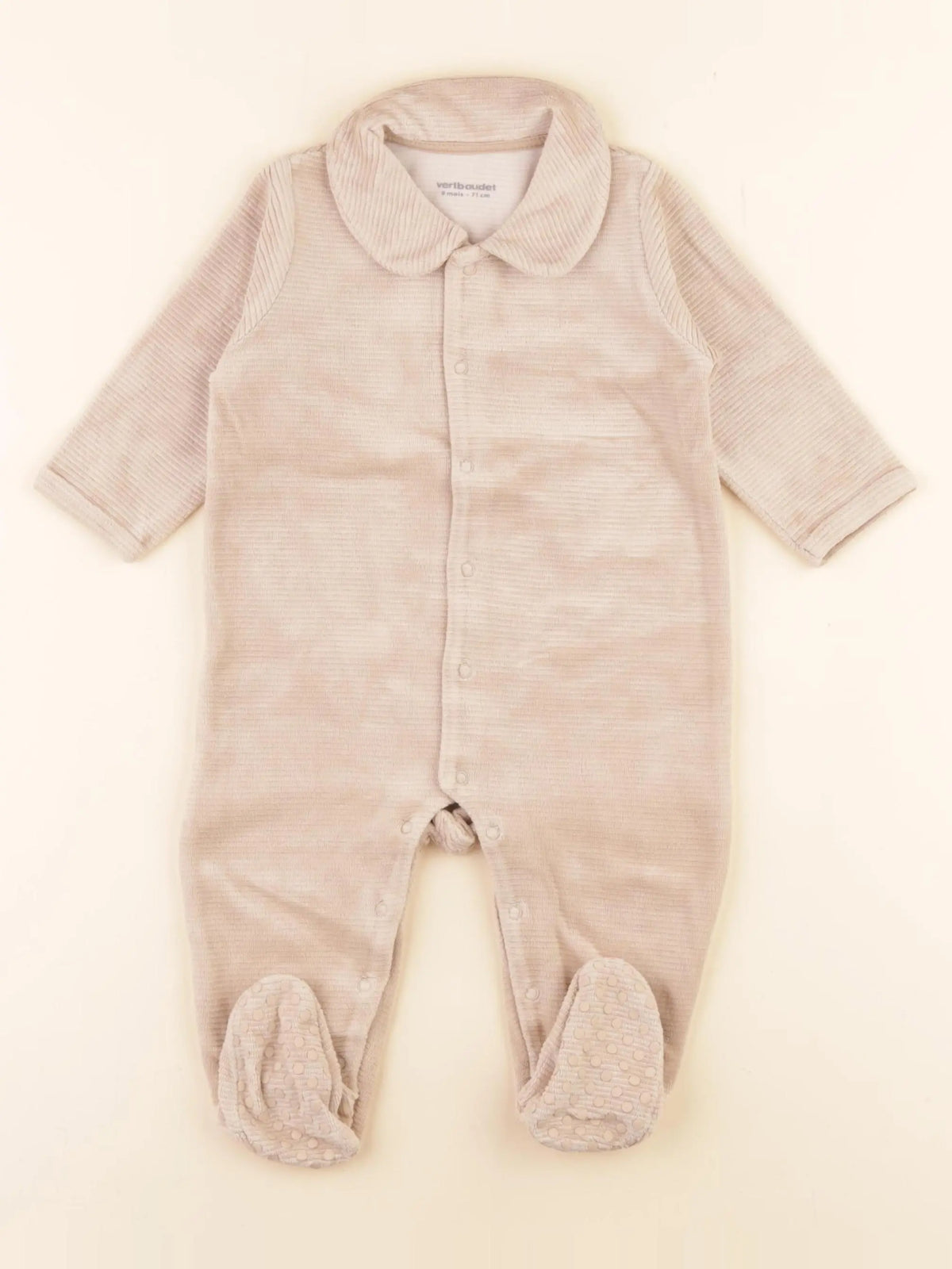 Vertbaudet - pyjama velours beige - 9 mois