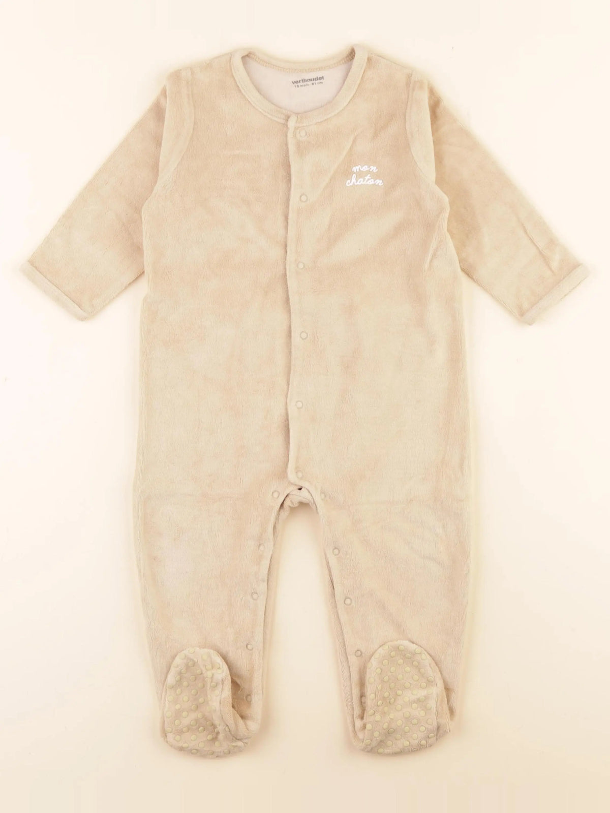 Vertbaudet - pyjama velours beige - 18 mois