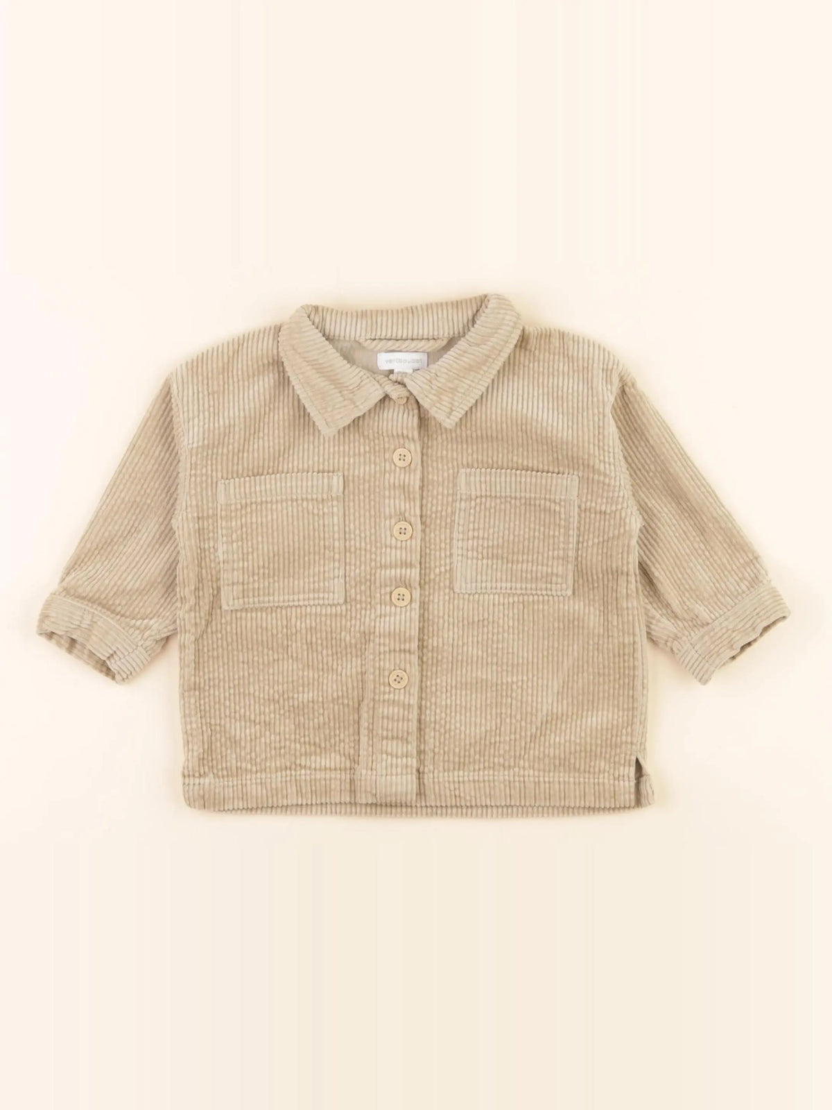 Vertbaudet - chemise beige - 9 mois