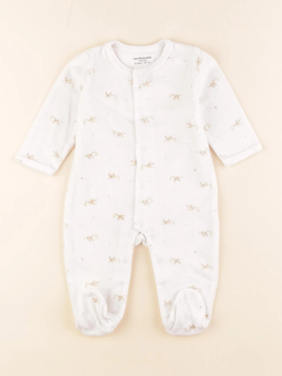 Vertbaudet - pyjama velours blanc - 6 mois