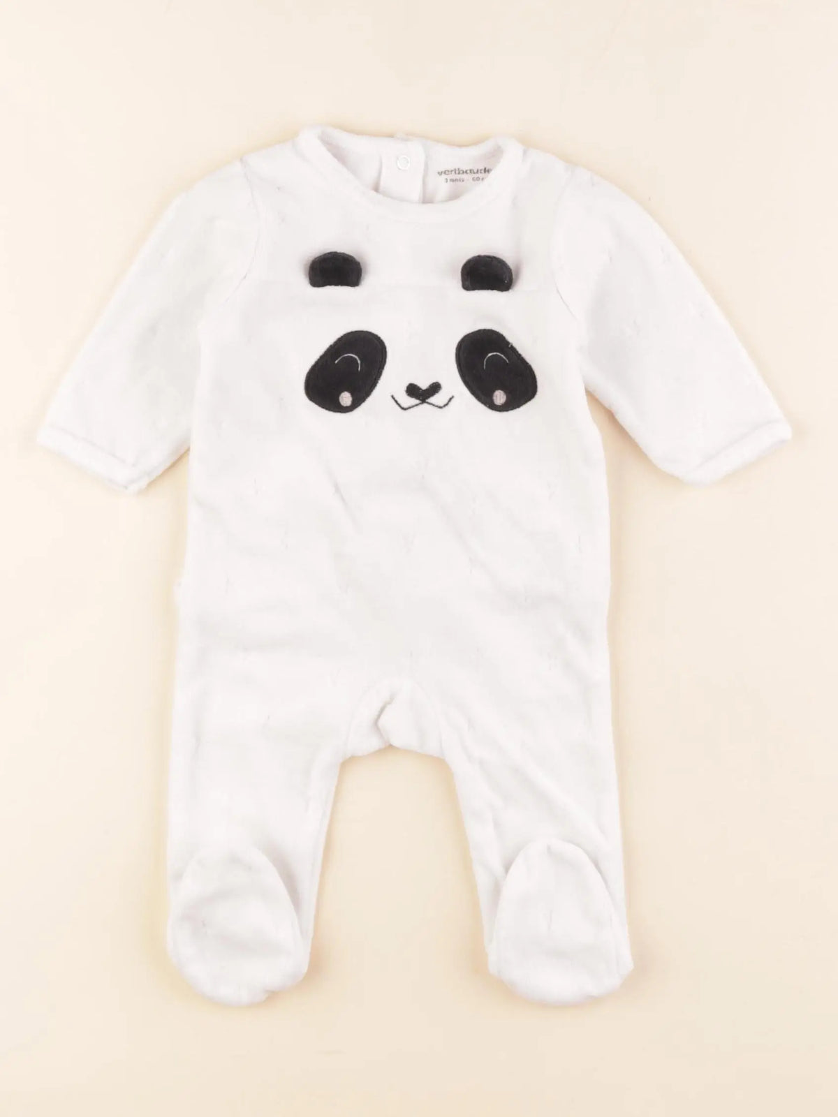 Vertbaudet - pyjama velours blanc - 3 mois