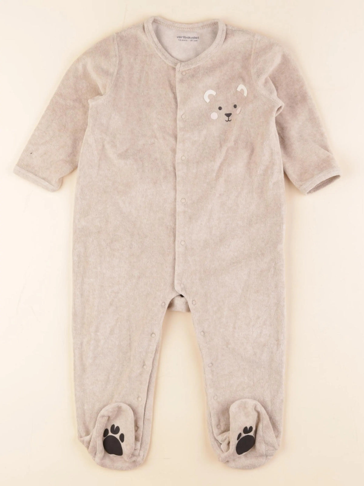 Vertbaudet - pyjama velours beige - 18 mois