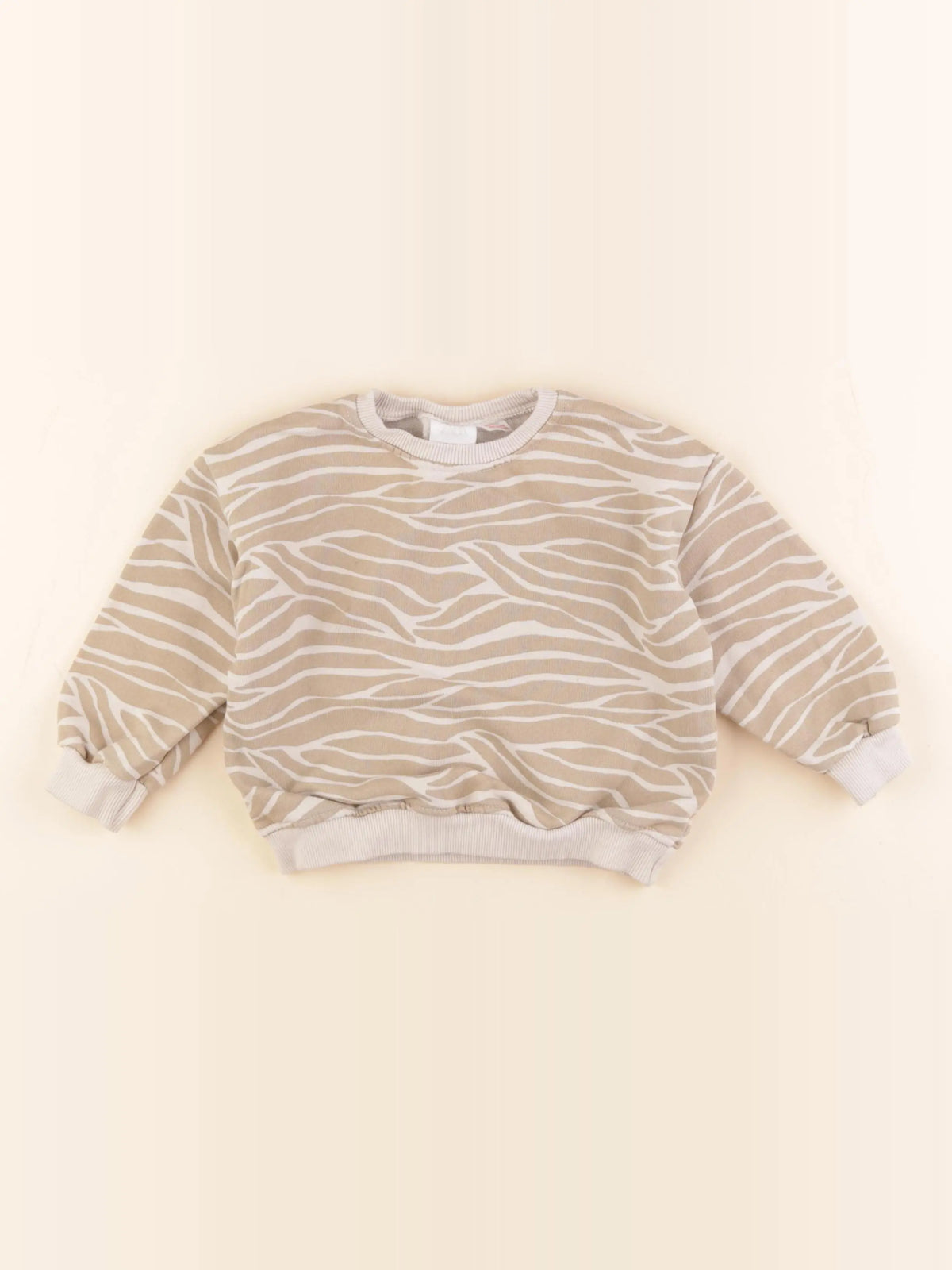 Zara - sweat beige, blanc - 18/24 mois