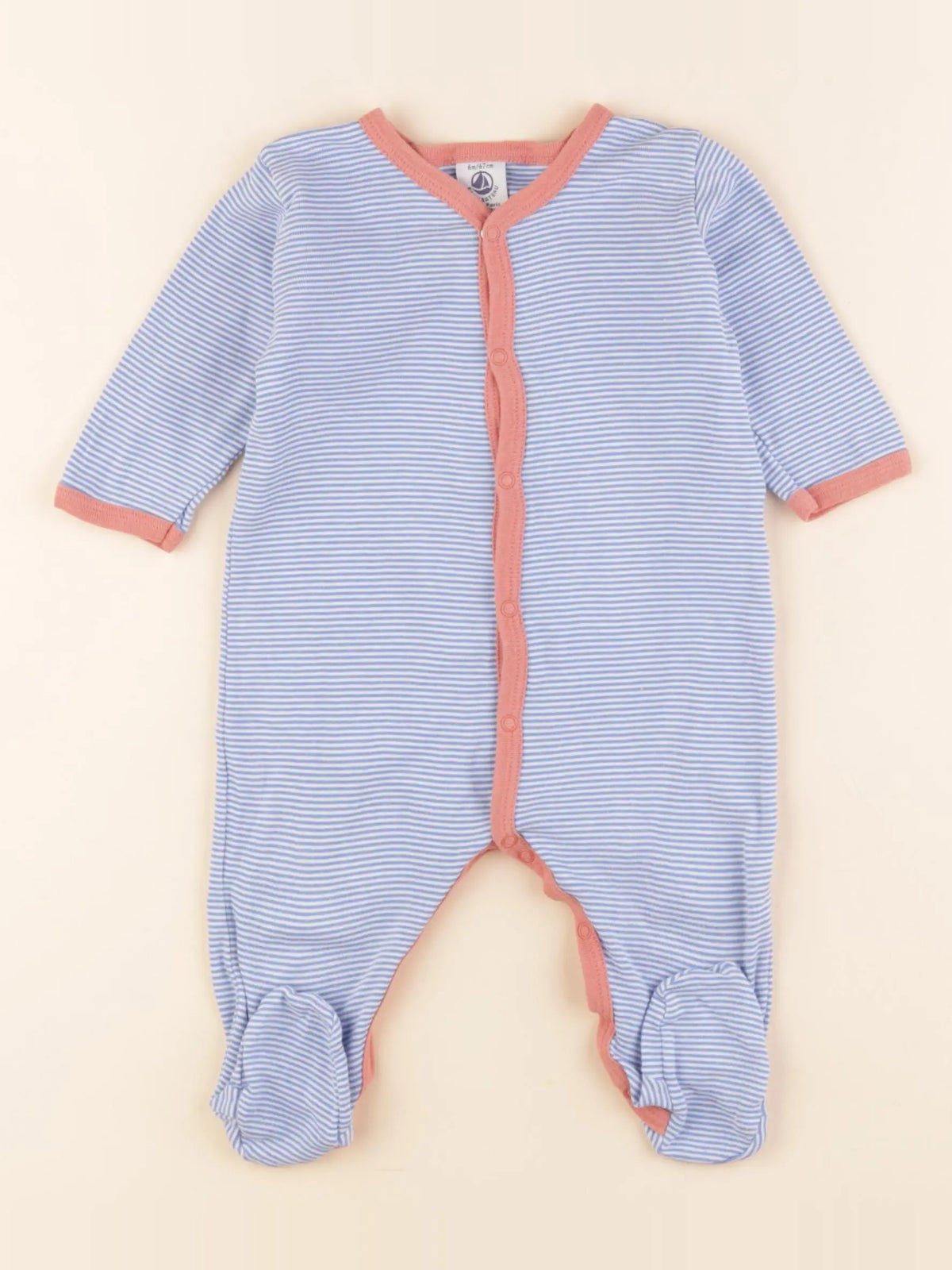 Petit Bateau - pyjama coton bleu - 6 mois