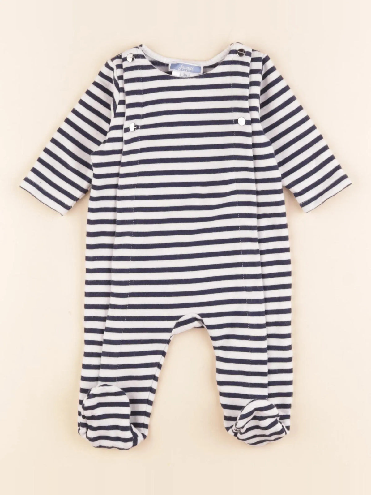 Jacadi - pyjama coton bleu, blanc - 3 mois