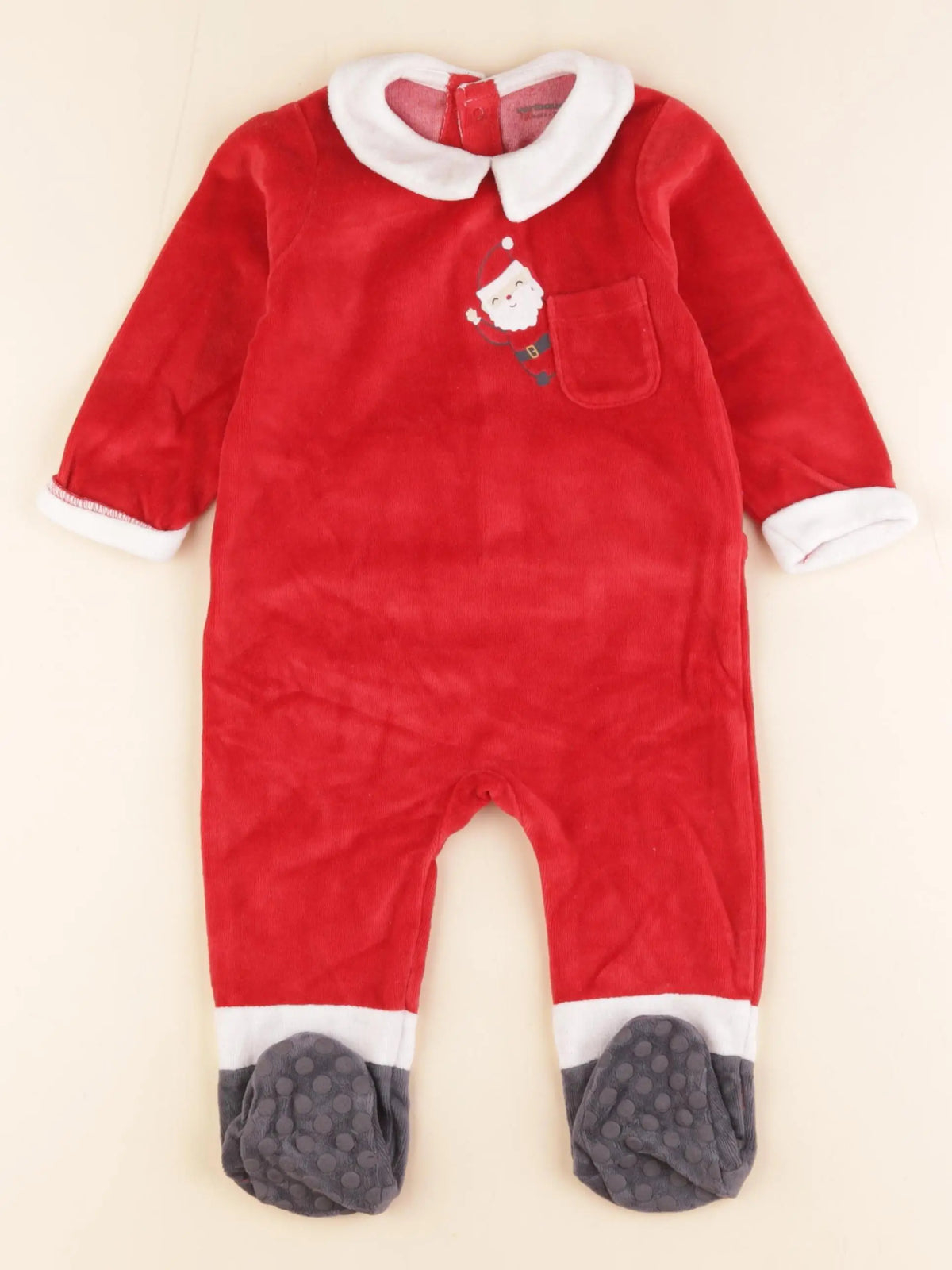 Vertbaudet - pyjama velours rouge - 12 mois