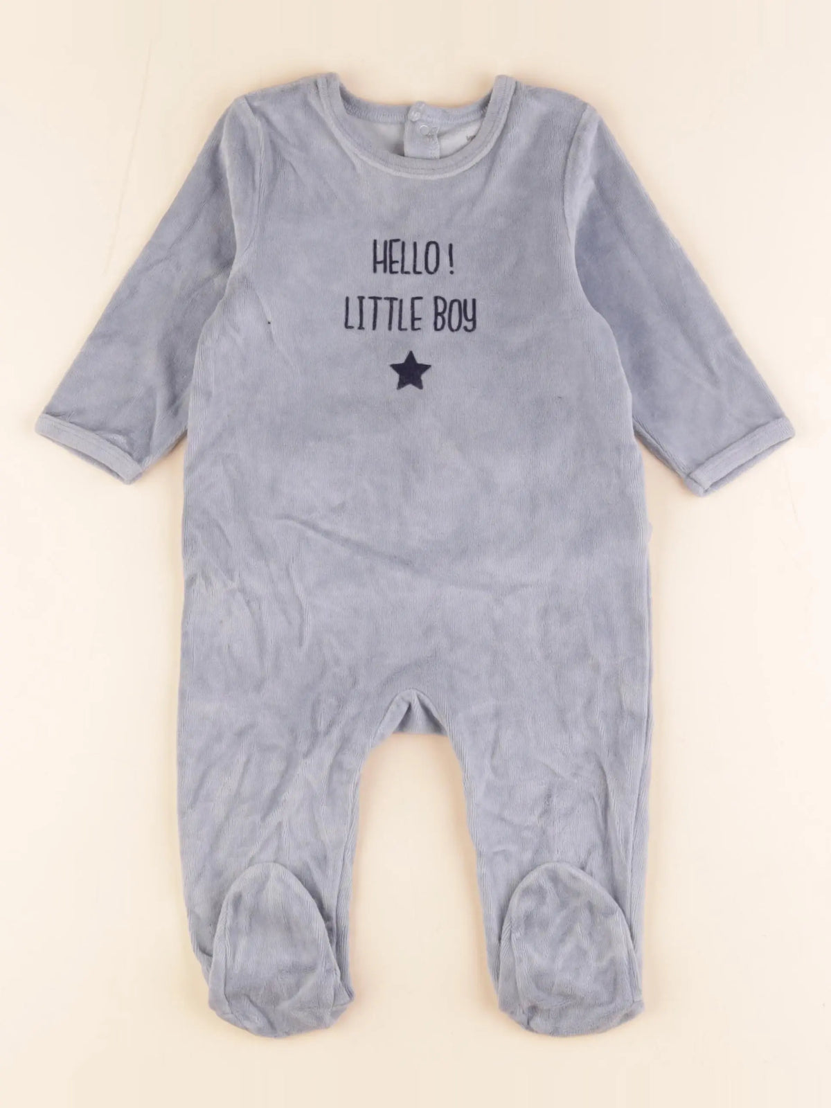 Vertbaudet - pyjama velours bleu - 9 mois