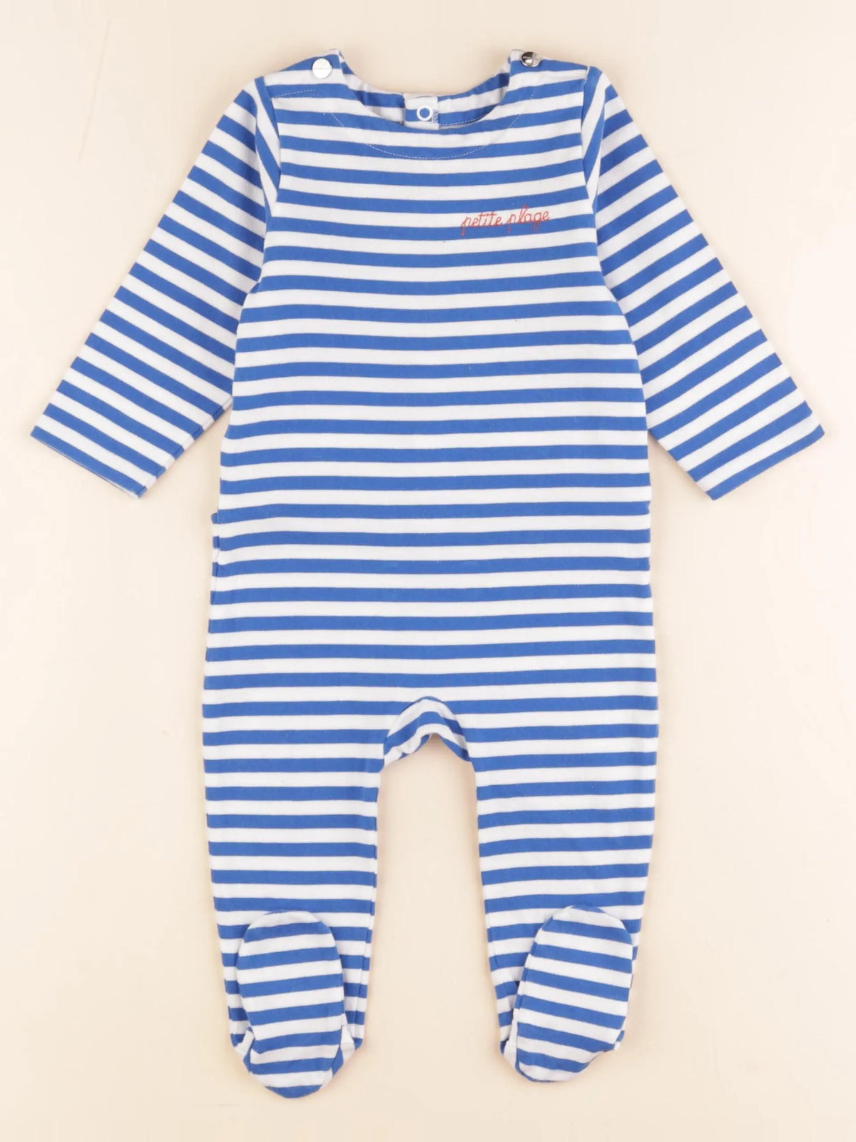 Jacadi - pyjama coton blanc, bleu - 12 mois
