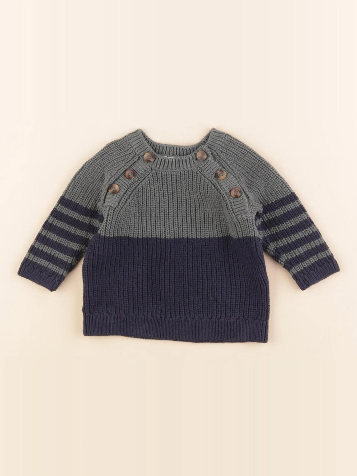 Vertbaudet - pull bleu, vert - 3 mois