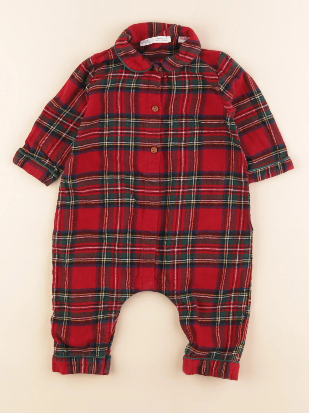 Zara - pyjama coton rouge - 6/9 mois