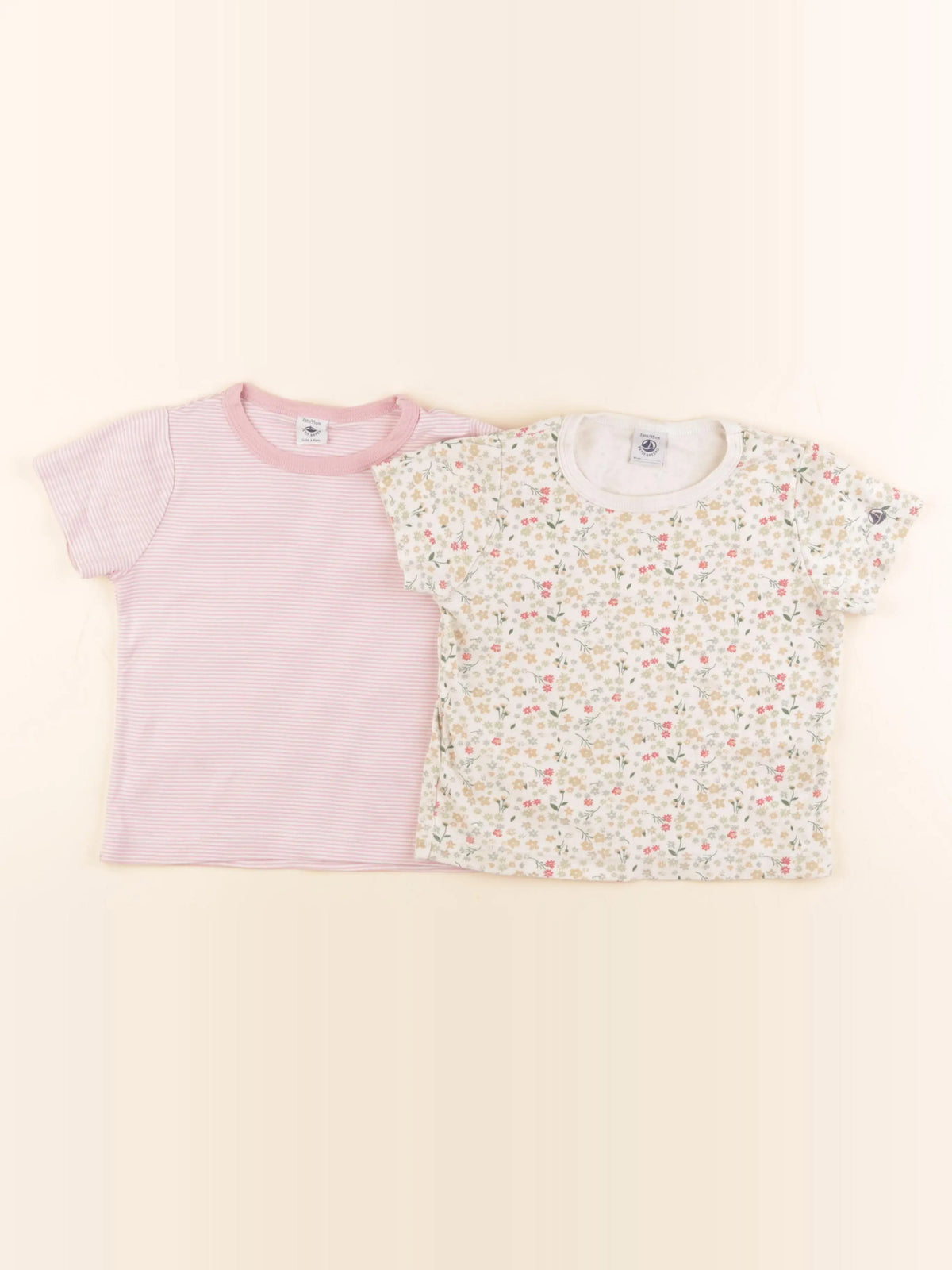 Petit Bateau - lot de 2 maillots de corps beige, rose - 3 ans