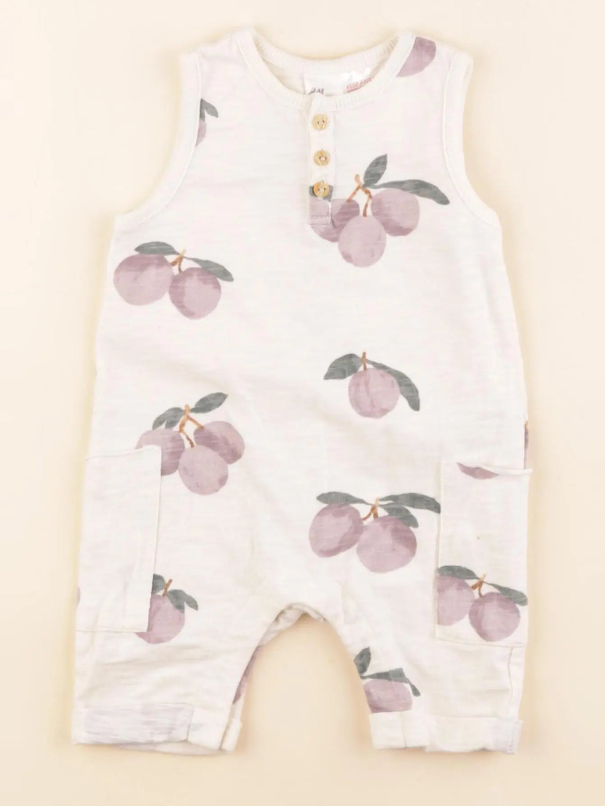 H&M - combinaison beige, violet - 1/2 mois