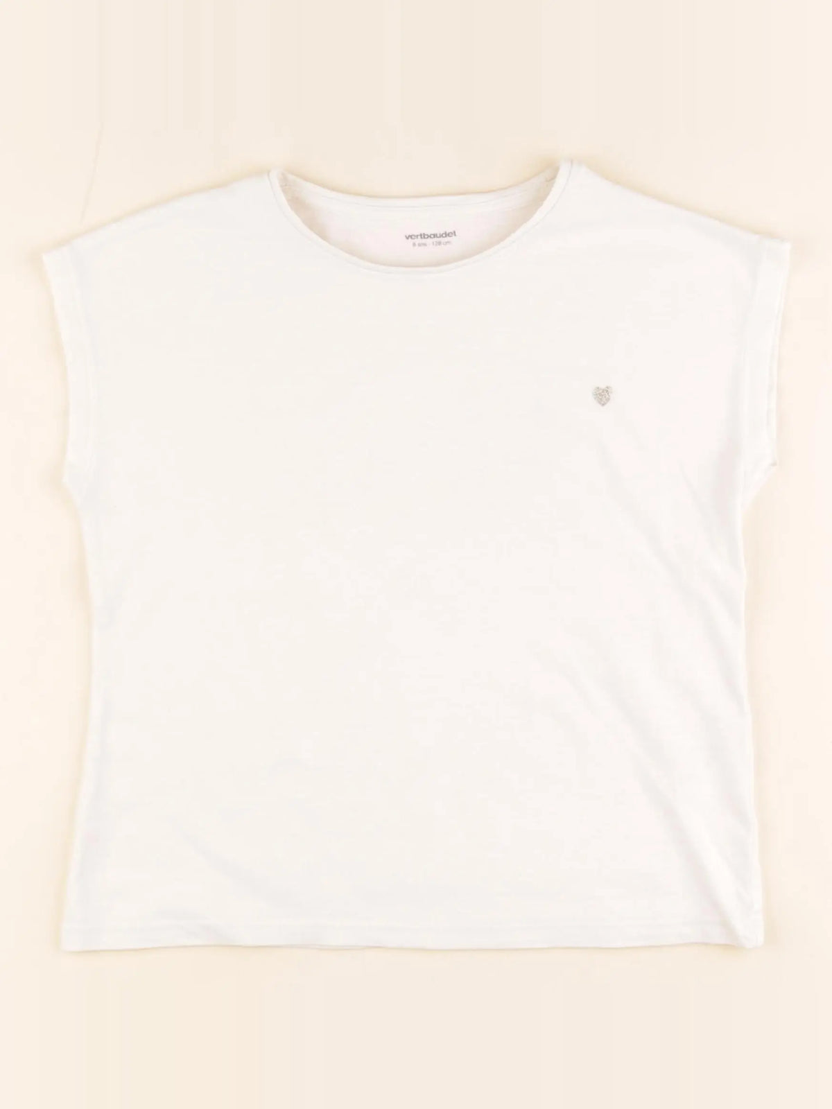 Vertbaudet - tee-shirt beige - 8 ans