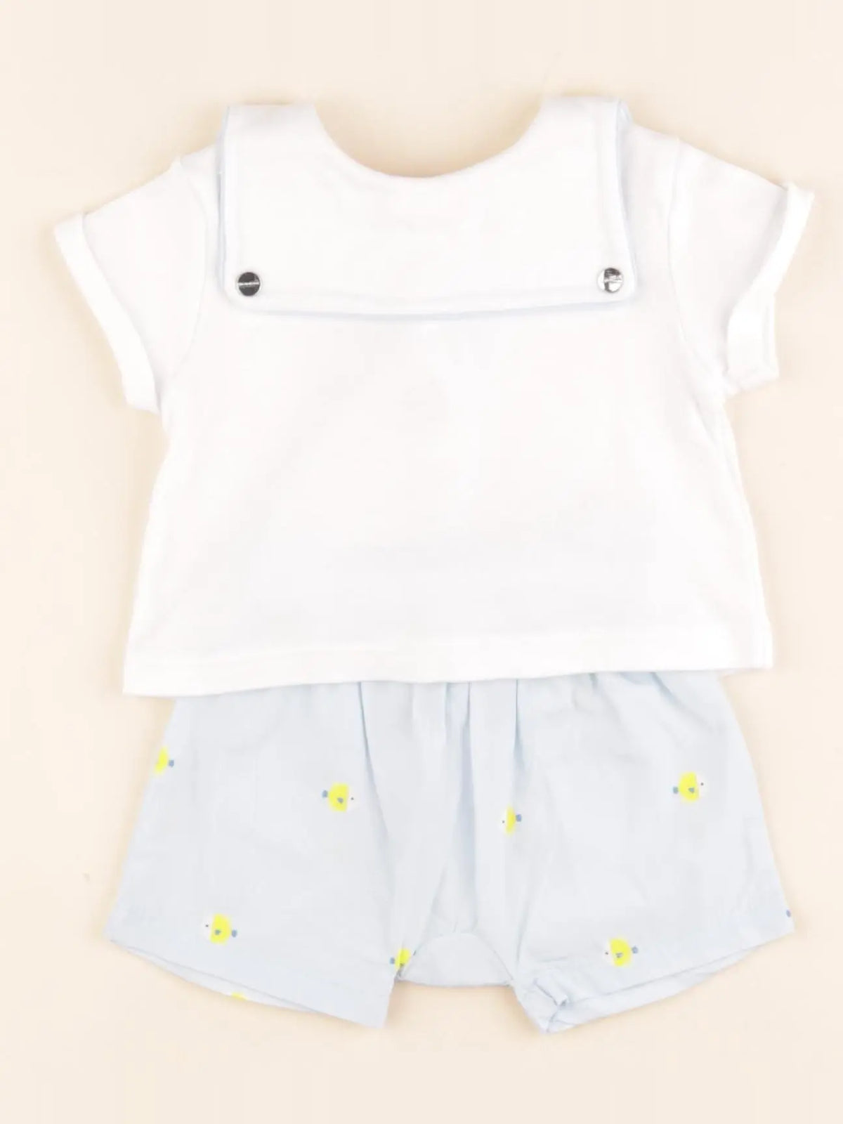 Jacadi - ensemble blanc, bleu - 3 mois