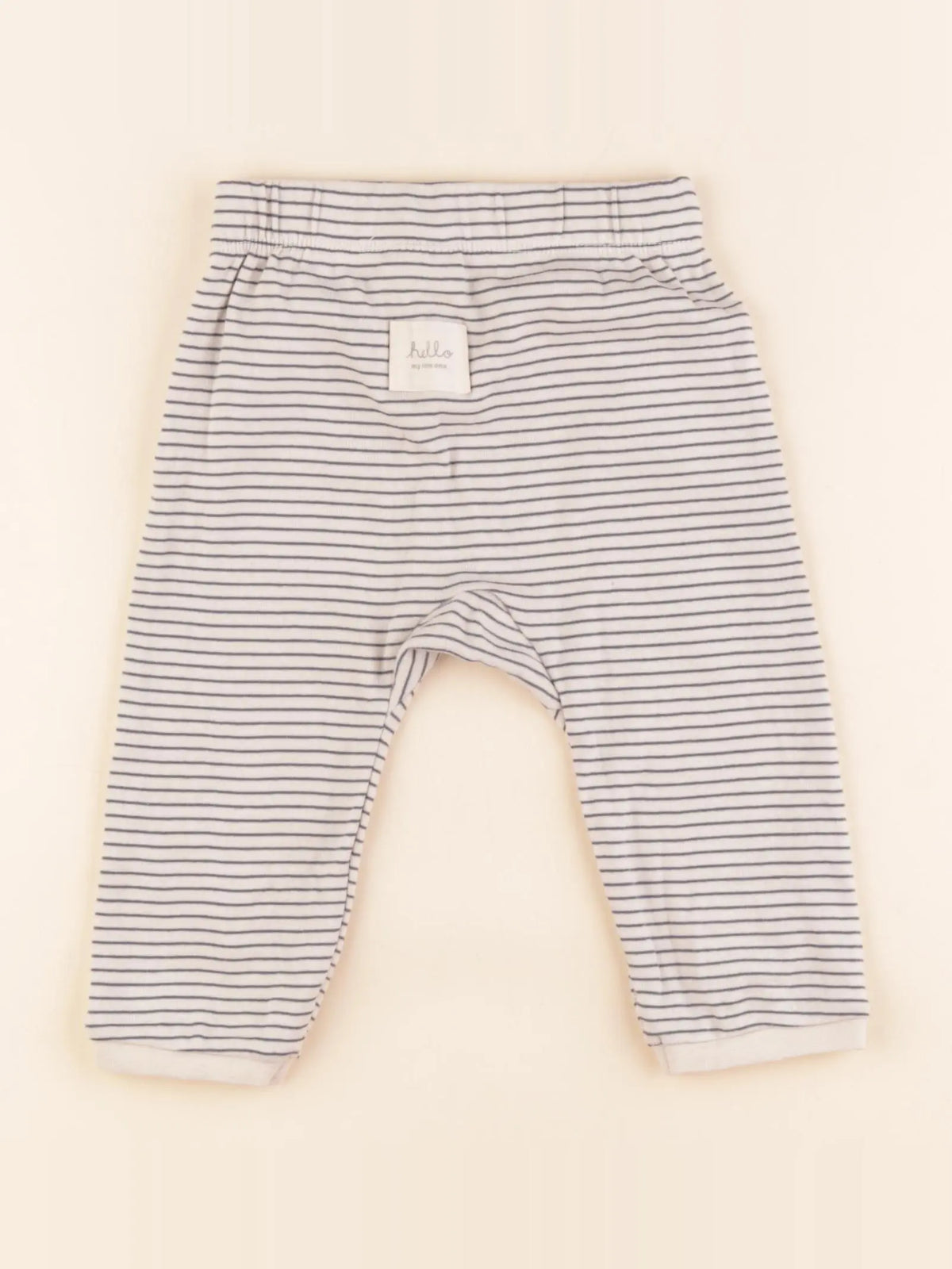 H&M - sarouel beige, bleu - 6/9 mois