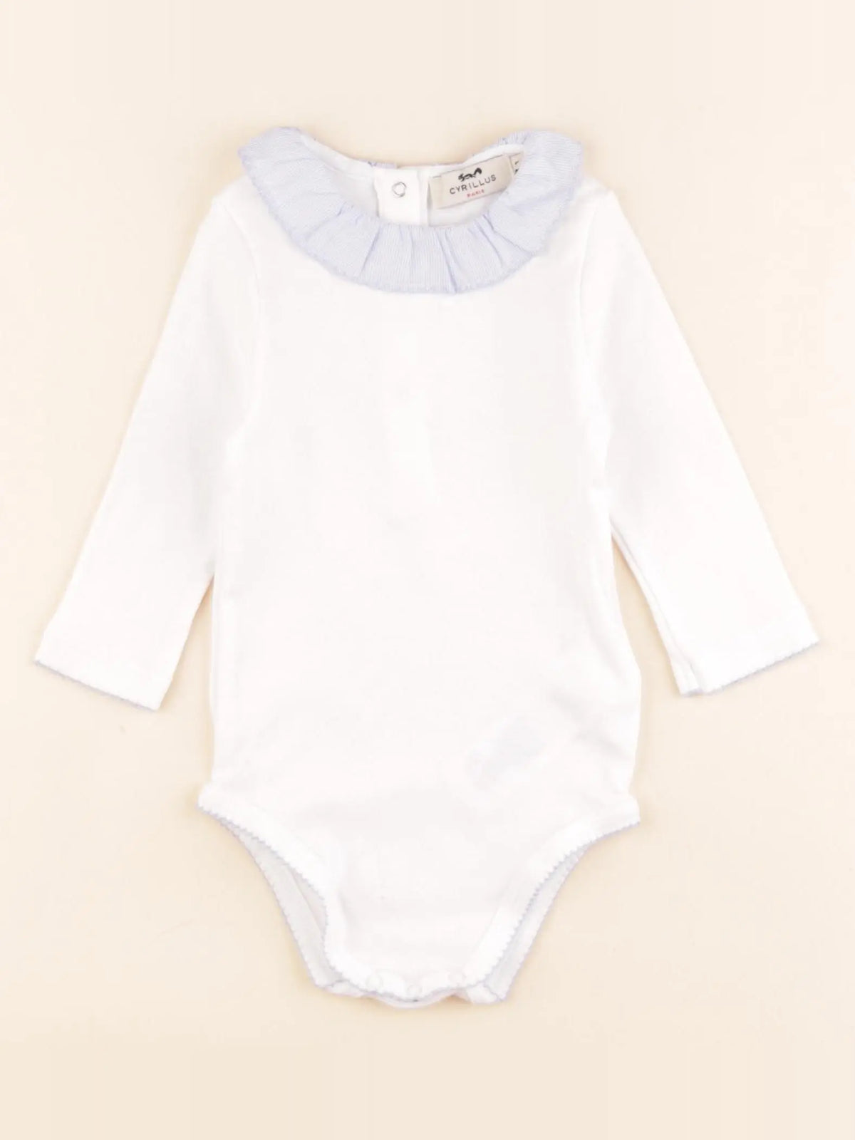 Cyrillus - body à col blanc, bleu - 9 mois