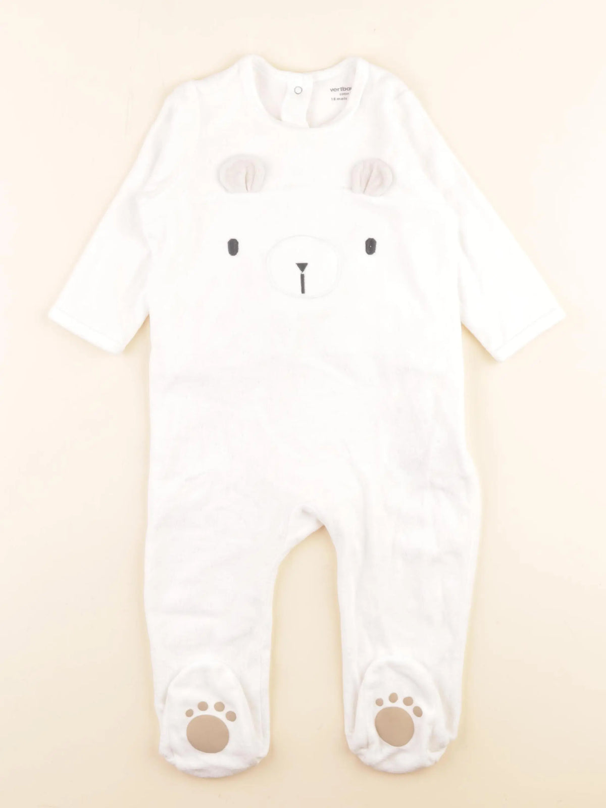 Vertbaudet - pyjama velours blanc - 18 mois