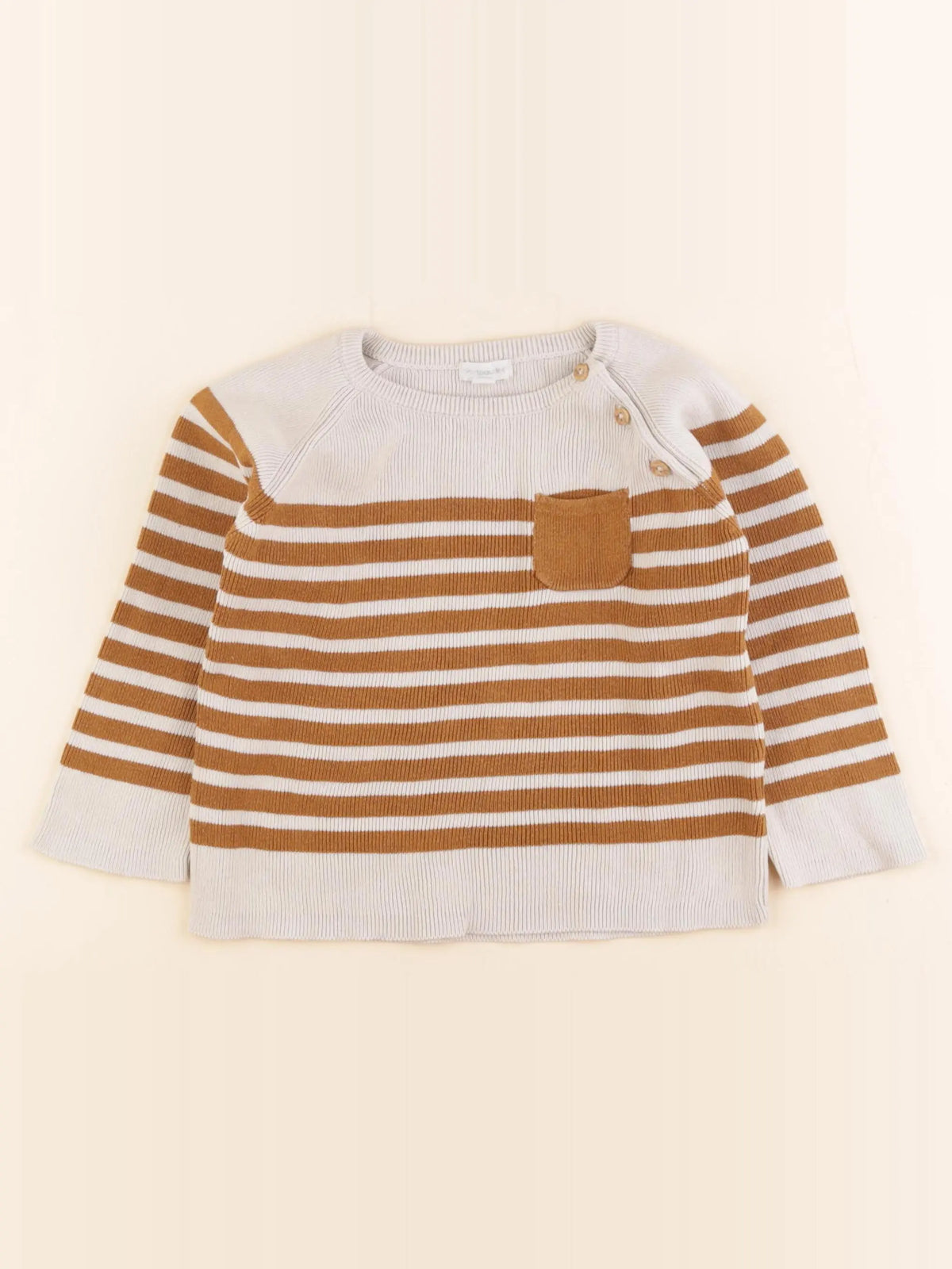 Vertbaudet - pull beige, marron - 2 ans