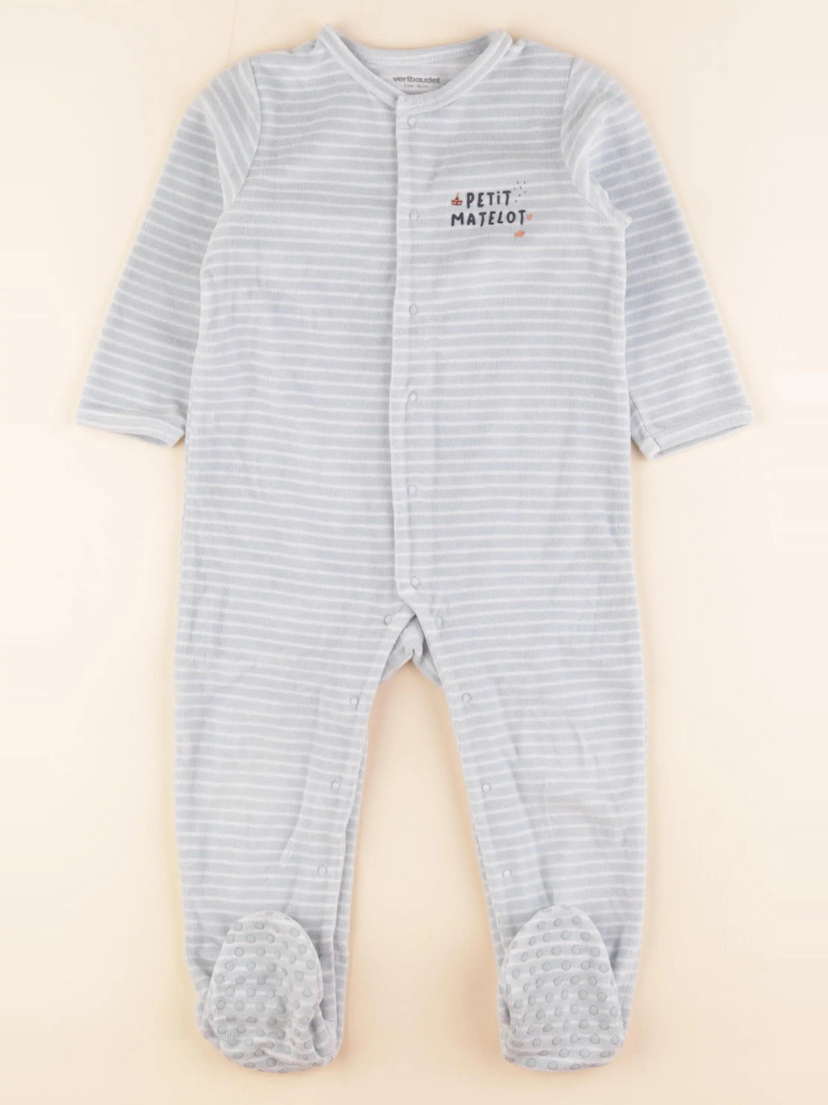 Vertbaudet - pyjama velours bleu, blanc - 2 ans