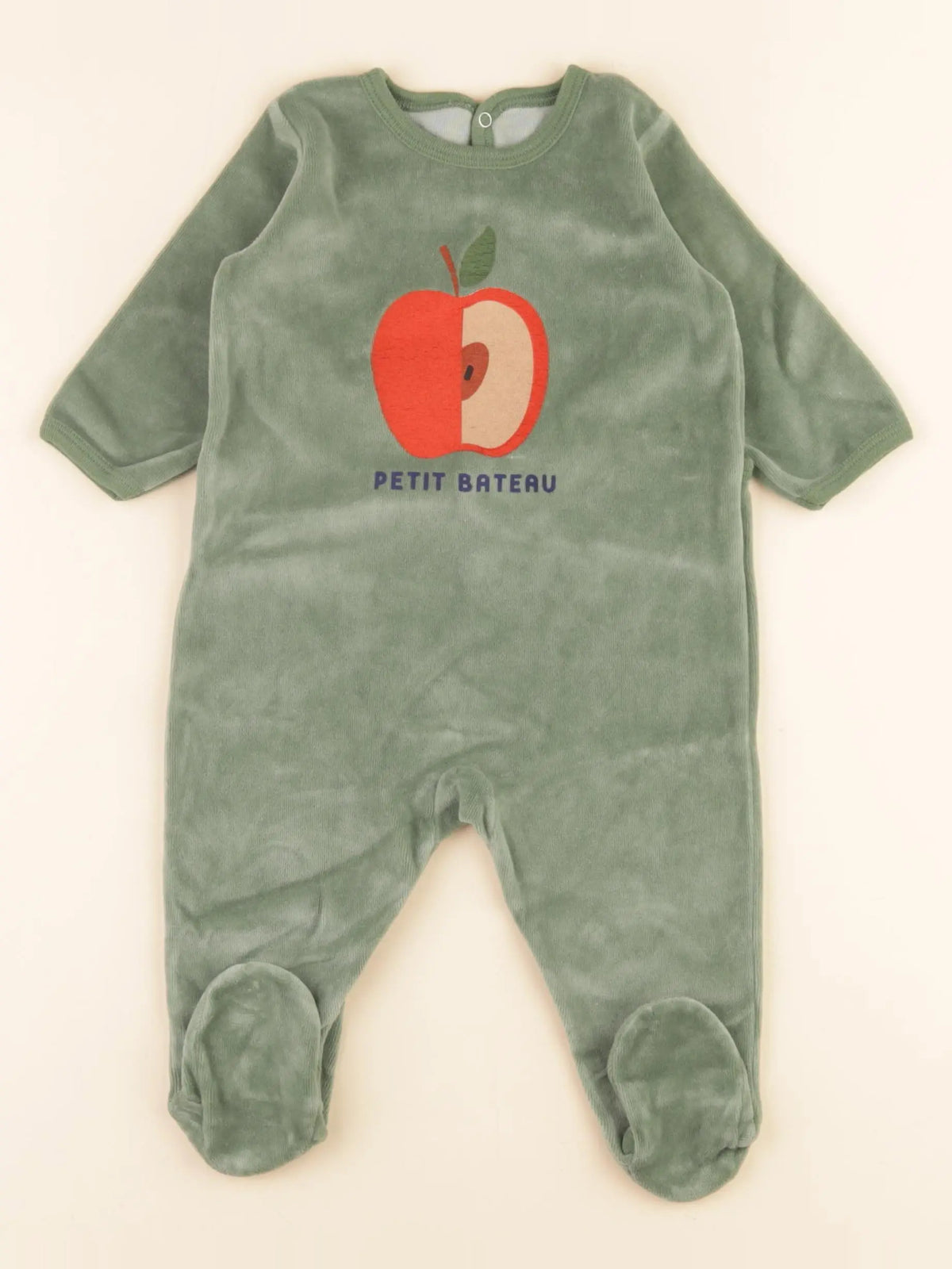 Petit Bateau - pyjama velours vert - 6 mois