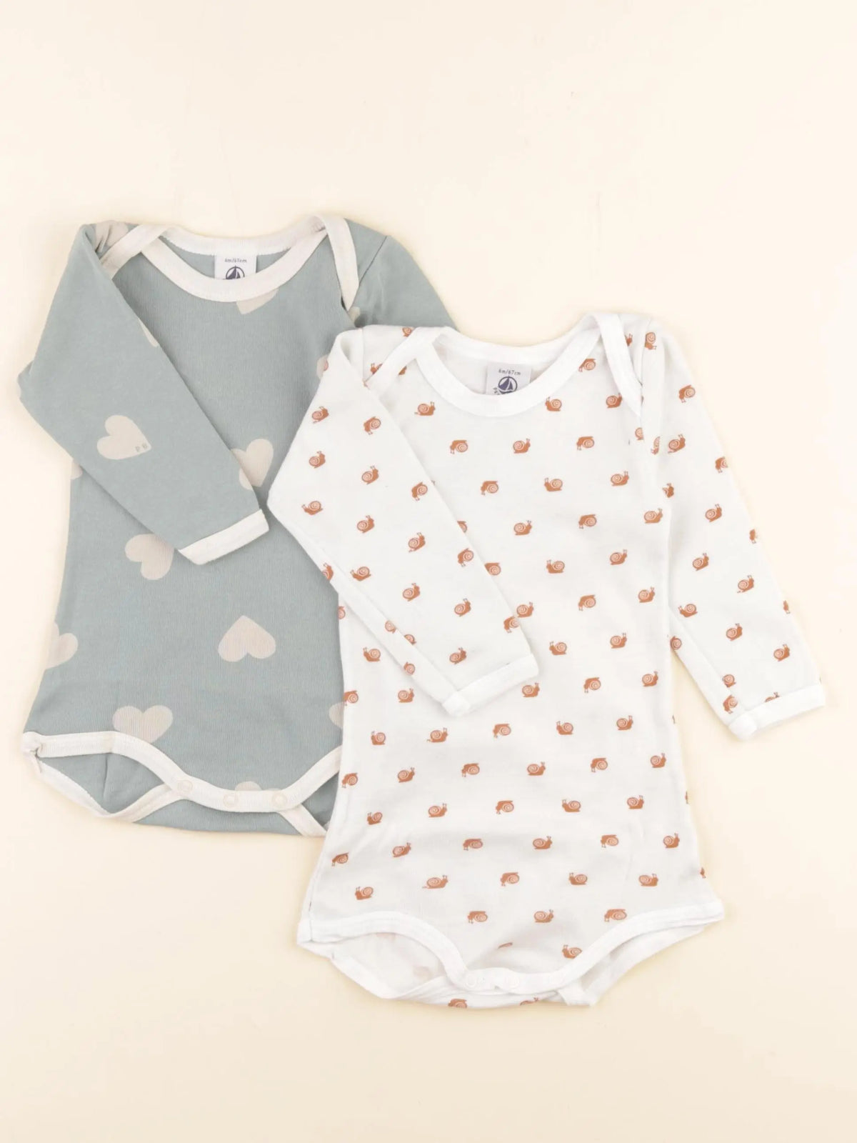 Petit Bateau - lot de 2 bodies en coton bleu, blanc - 6 mois