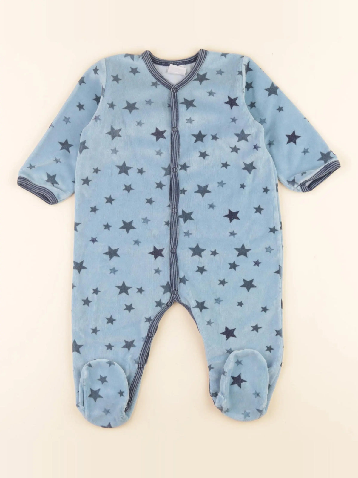 Petit Bateau - pyjama velours bleu - 12 mois