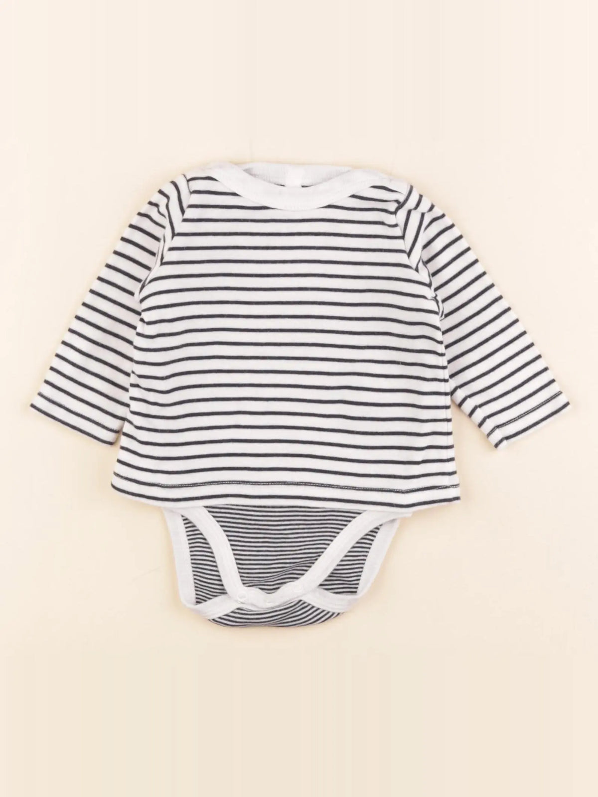 Petit Bateau - body tee-shirt blanc, bleu - 3 mois