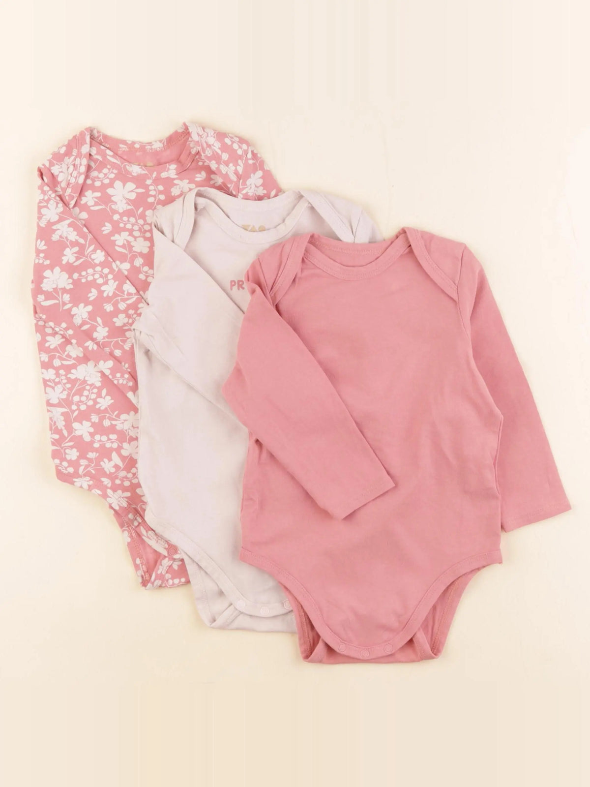 Tape à l'oeil - lot de 3 bodies en coton rose - 18 mois