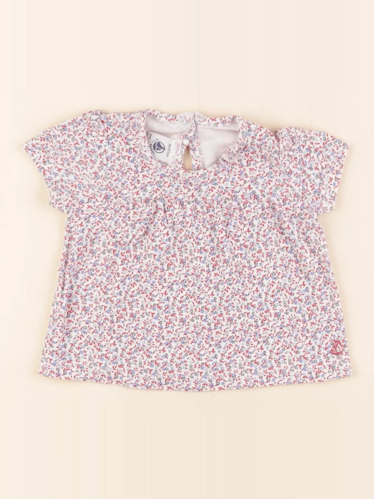 Petit Bateau - tee-shirt bleu, blanc, rouge - 6 mois