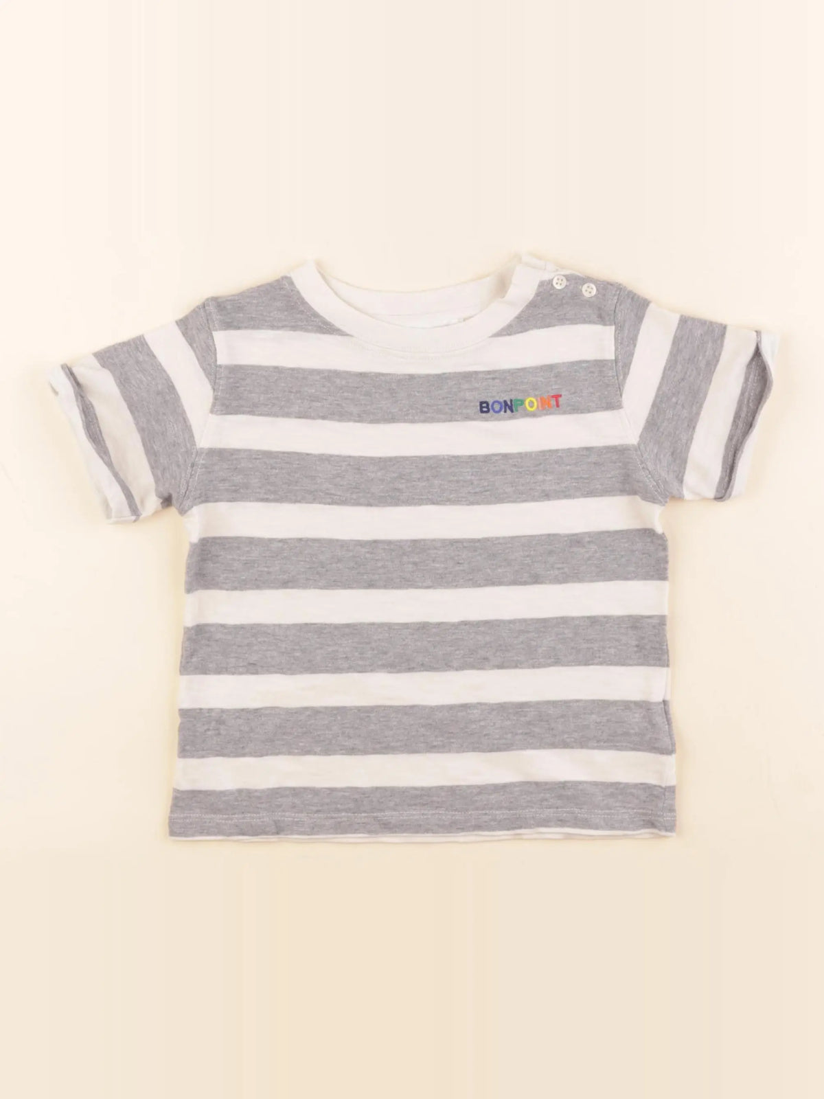Bonpoint - tee-shirt gris, beige - 2 ans