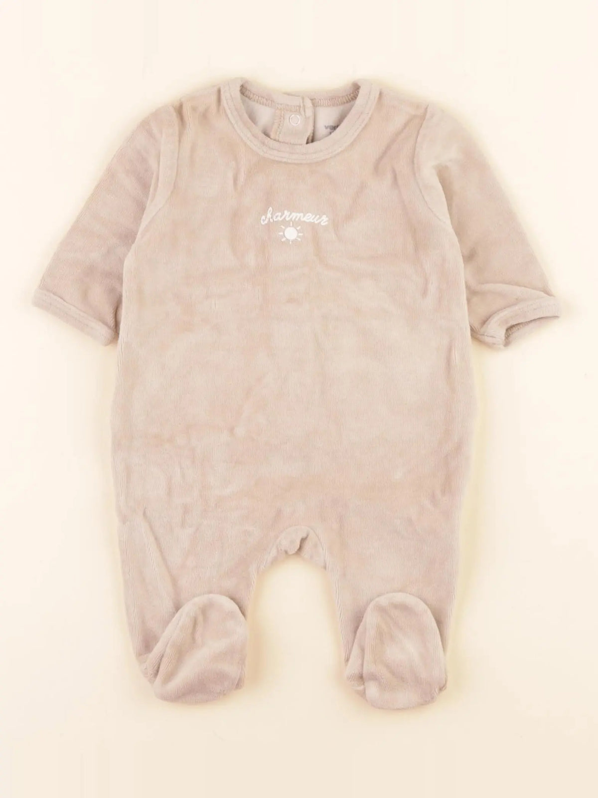 Vertbaudet - pyjama velours beige - 1 mois