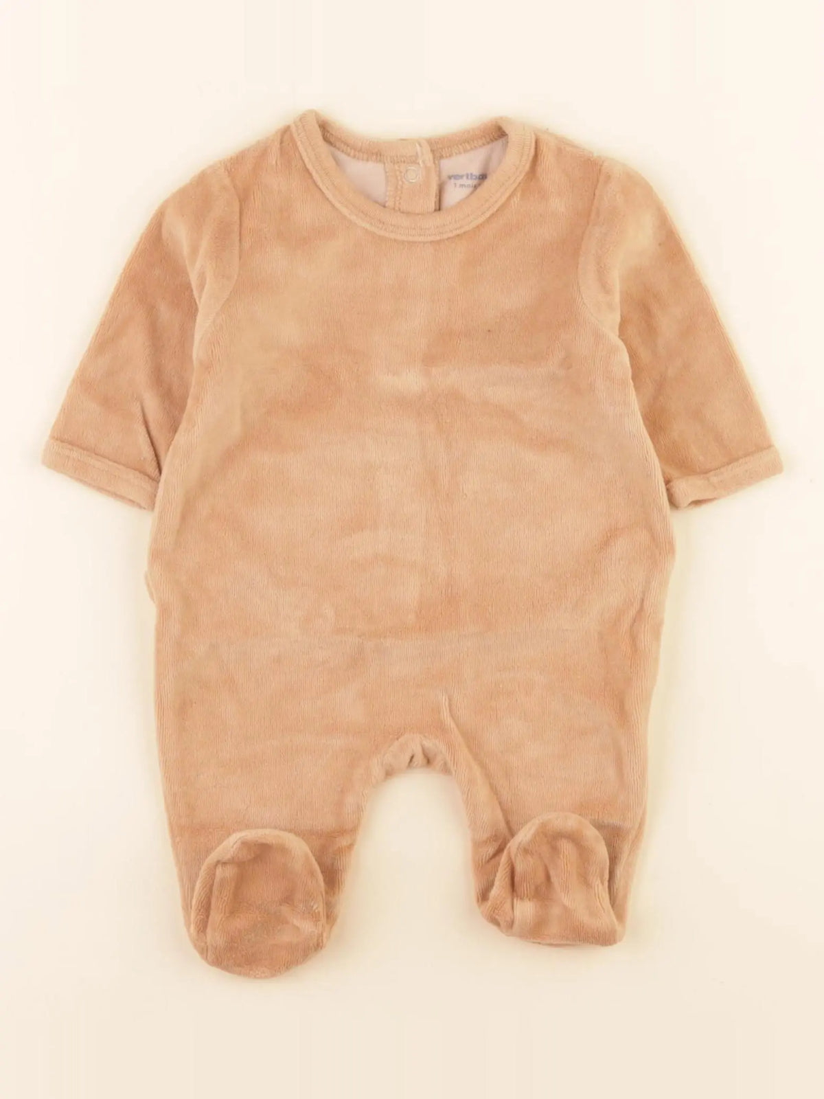 Vertbaudet - pyjama velours marron - 1 mois