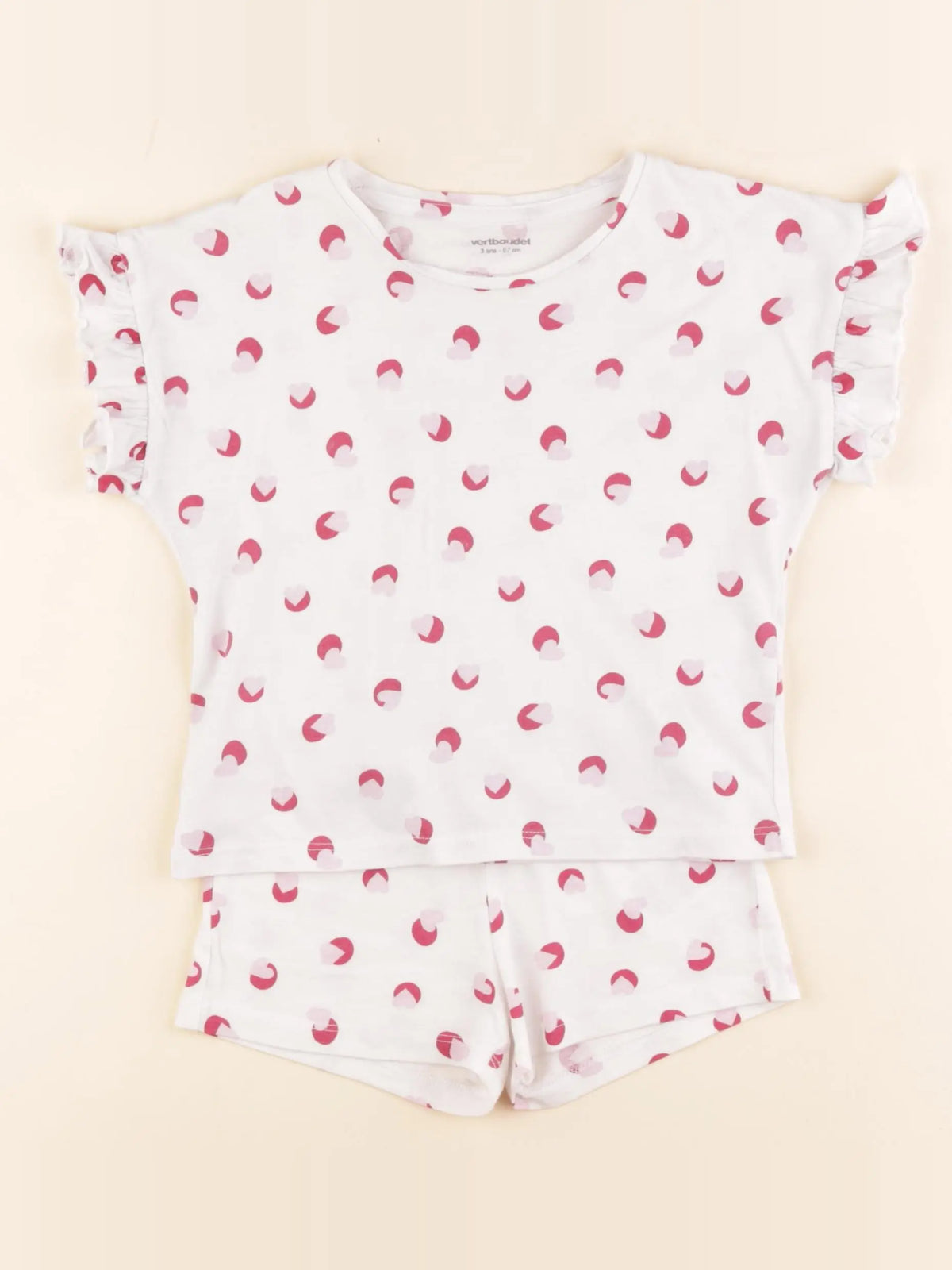 Vertbaudet - pyjama coton blanc, rose - 3 ans