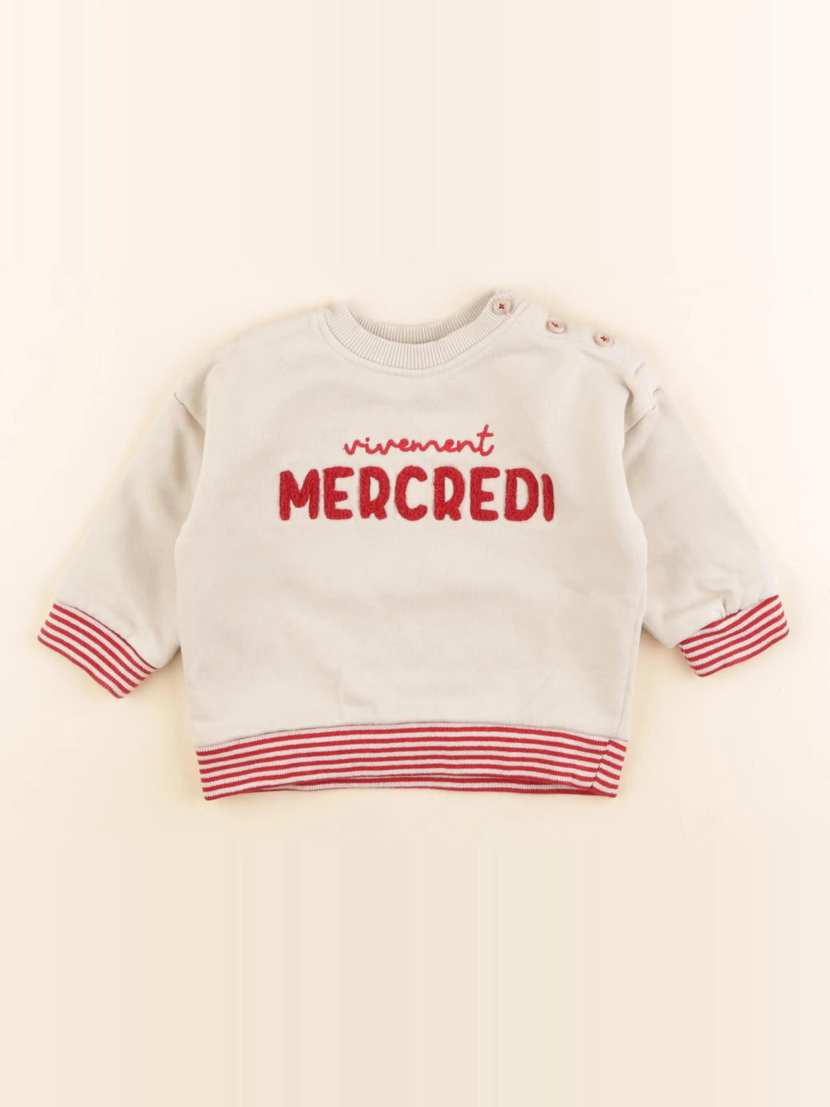 Boutchou - sweat beige, rouge - 12 mois