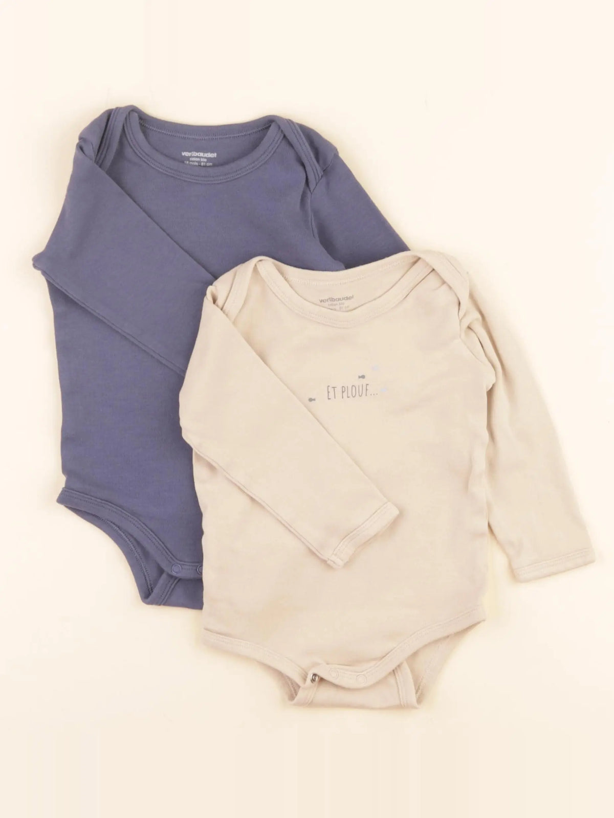 Vertbaudet - body bleu, beige - 18 mois